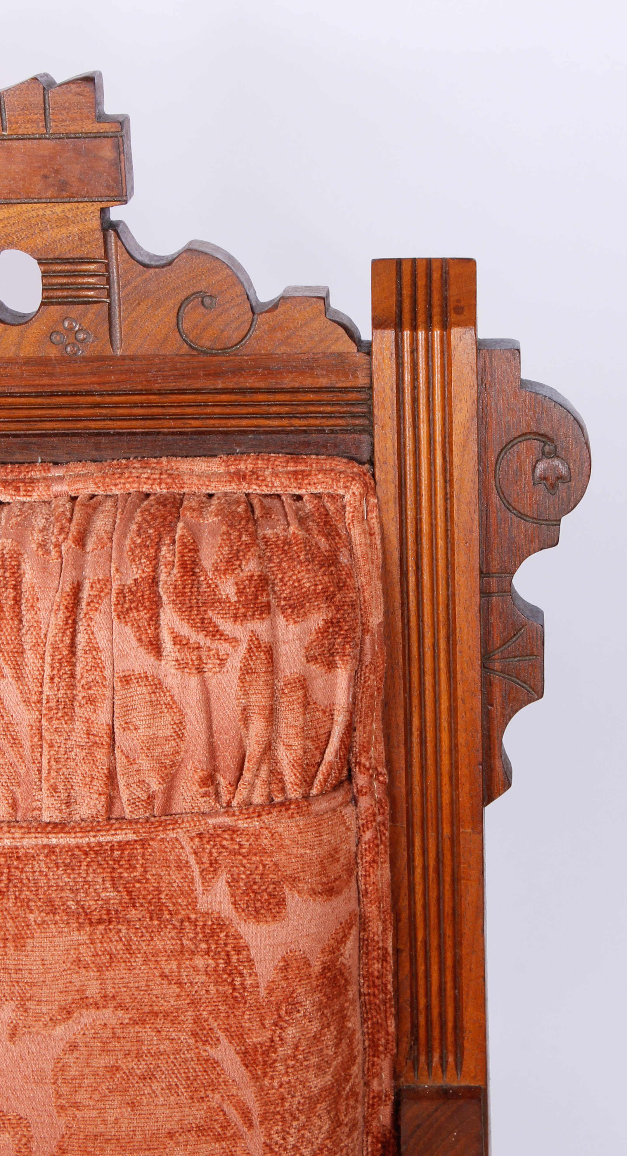 Pair of Antique Victorian Upholstered Walnut Armchairs