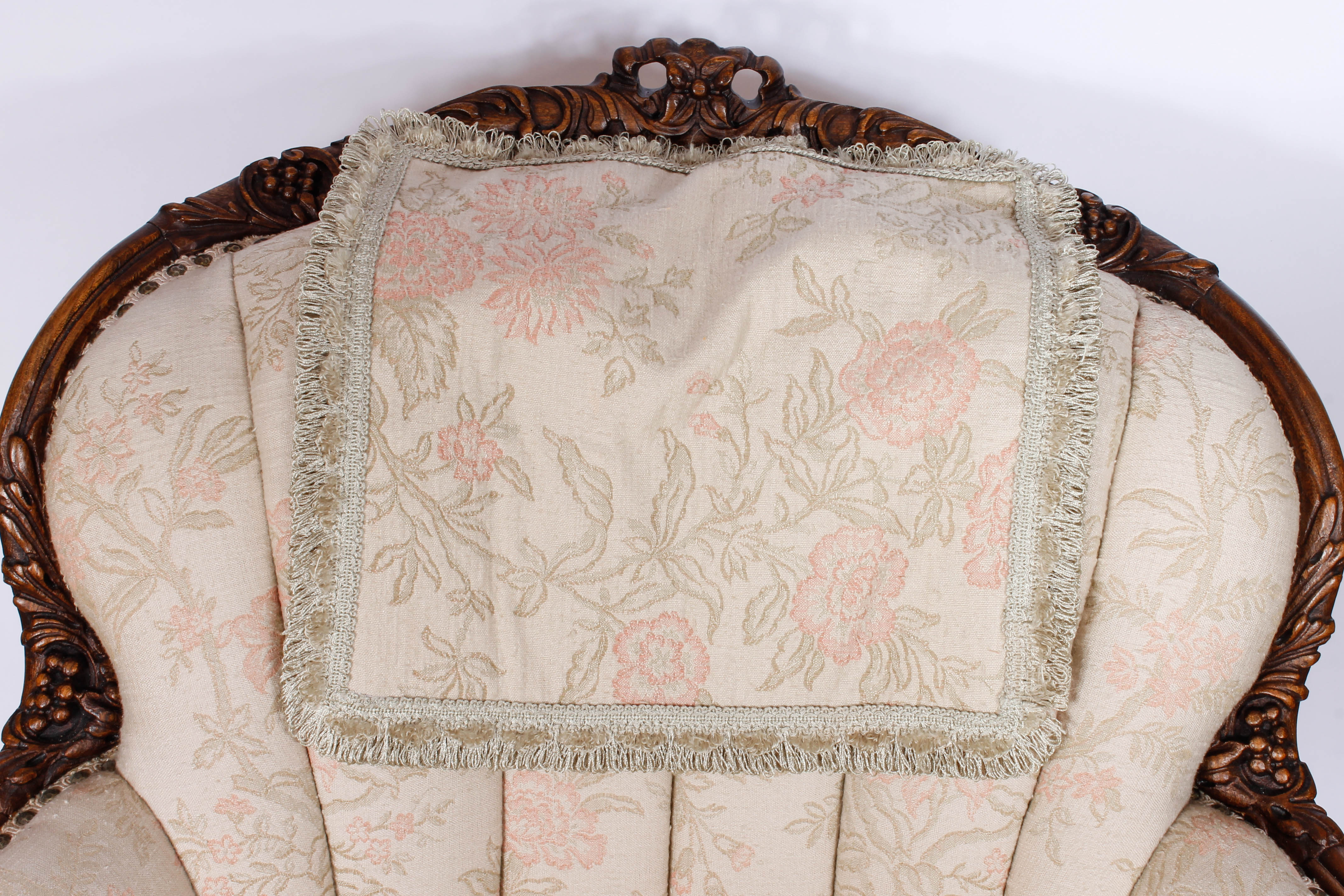 Upholstered Victorian Armchair and a Footrest with Slipcover