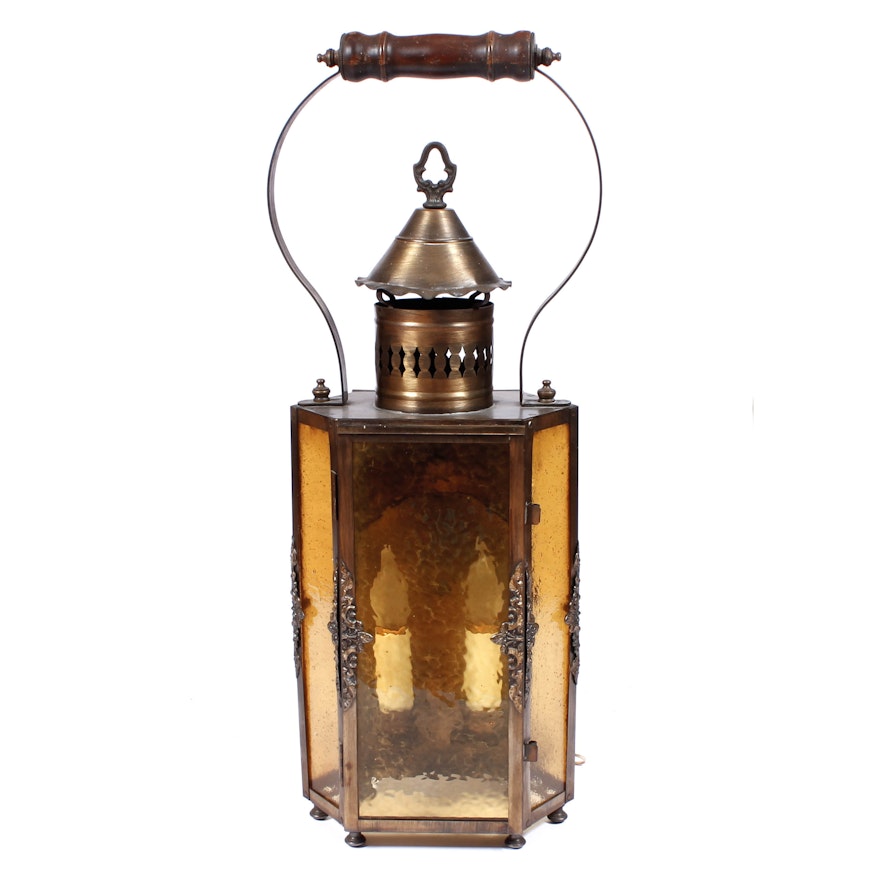 Vintage Brass Tone Lantern Wall Light