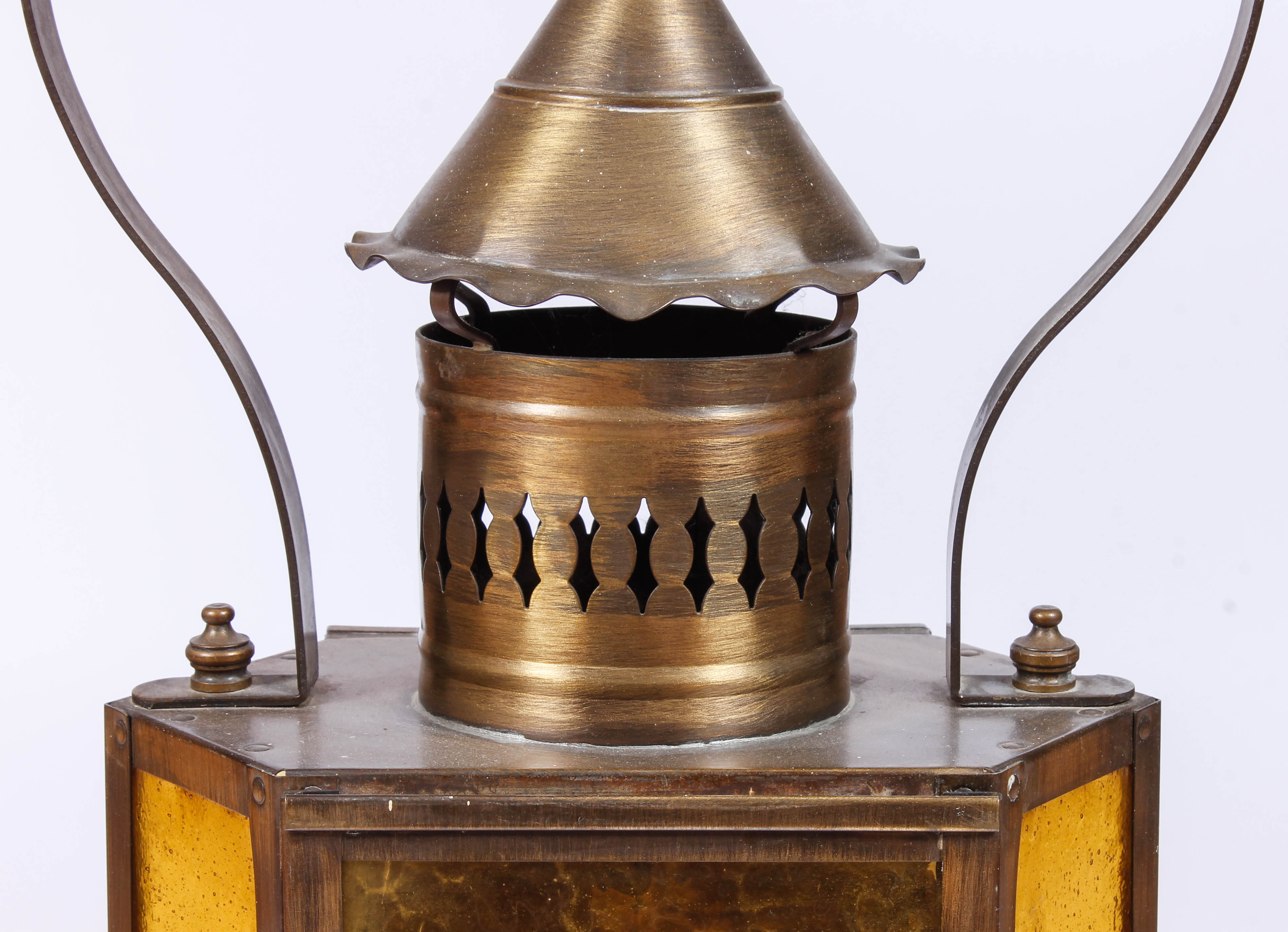 Vintage Brass Tone Lantern Wall Light