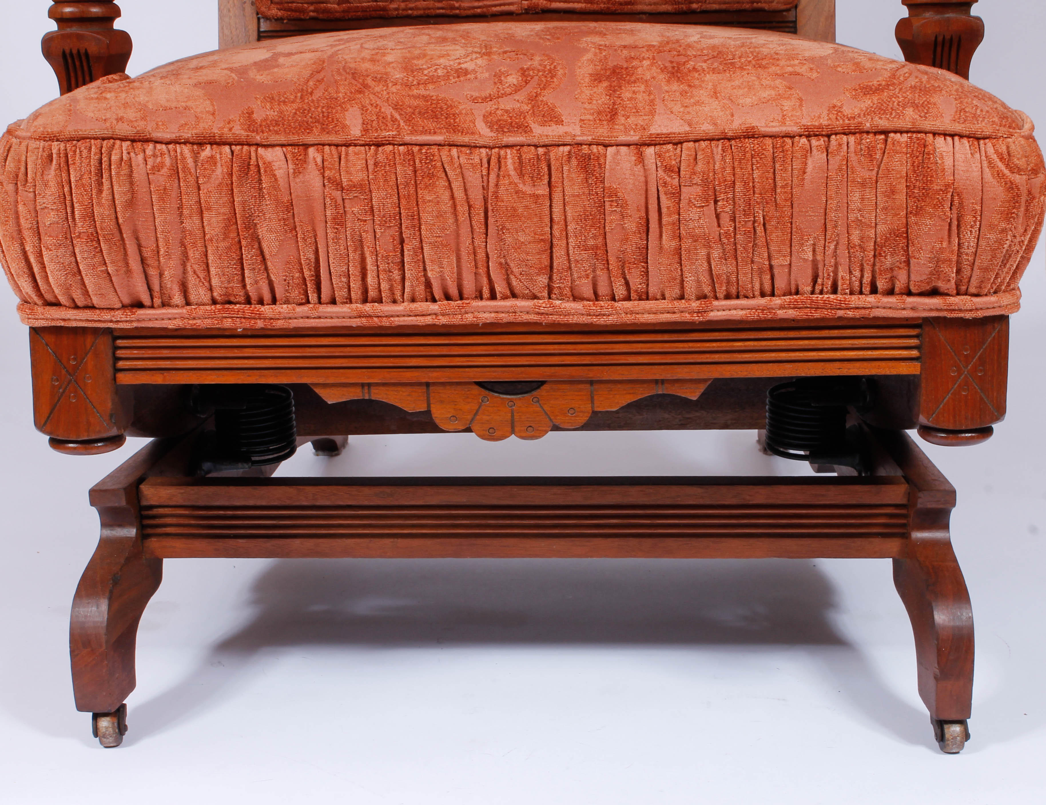 Pair of Antique Victorian Upholstered Walnut Armchairs