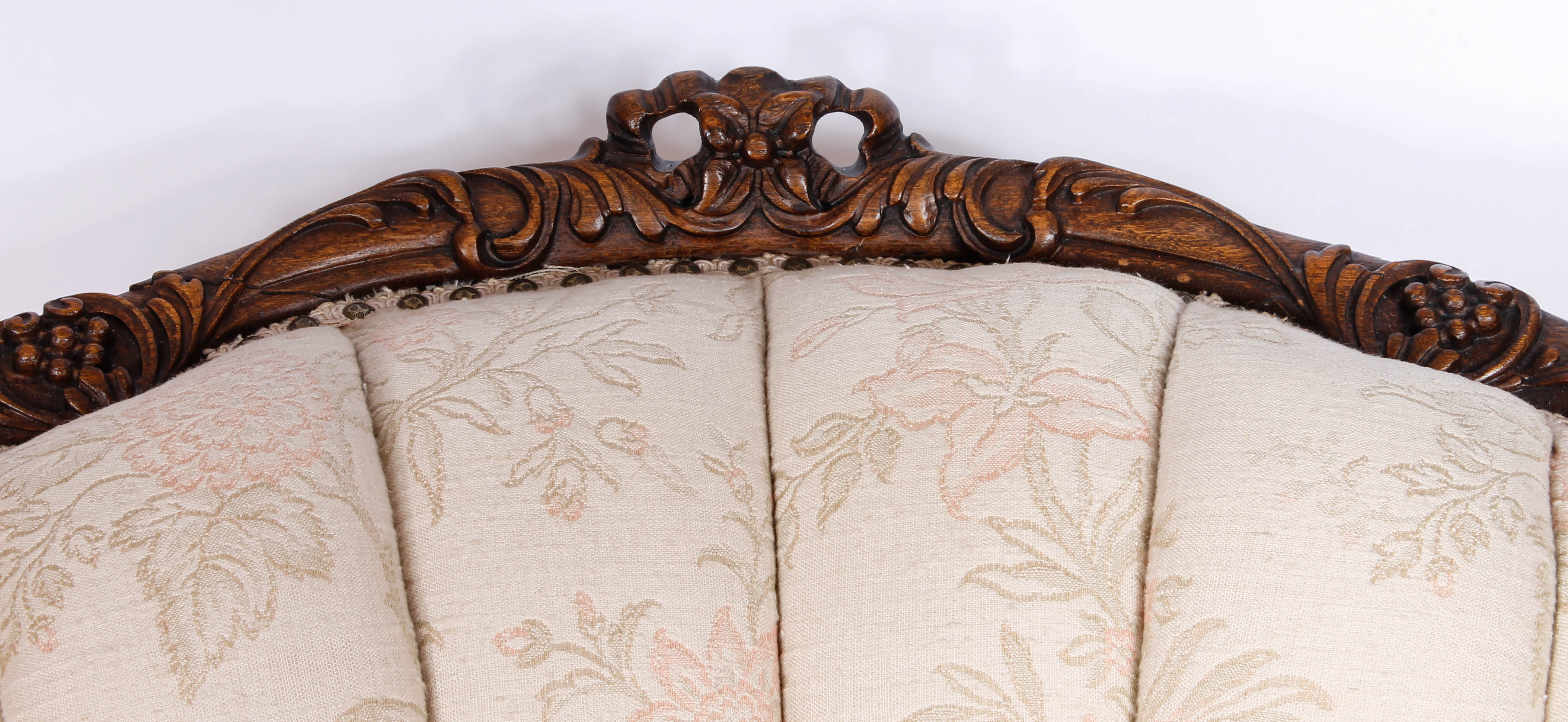 Upholstered Victorian Armchair and a Footrest with Slipcover