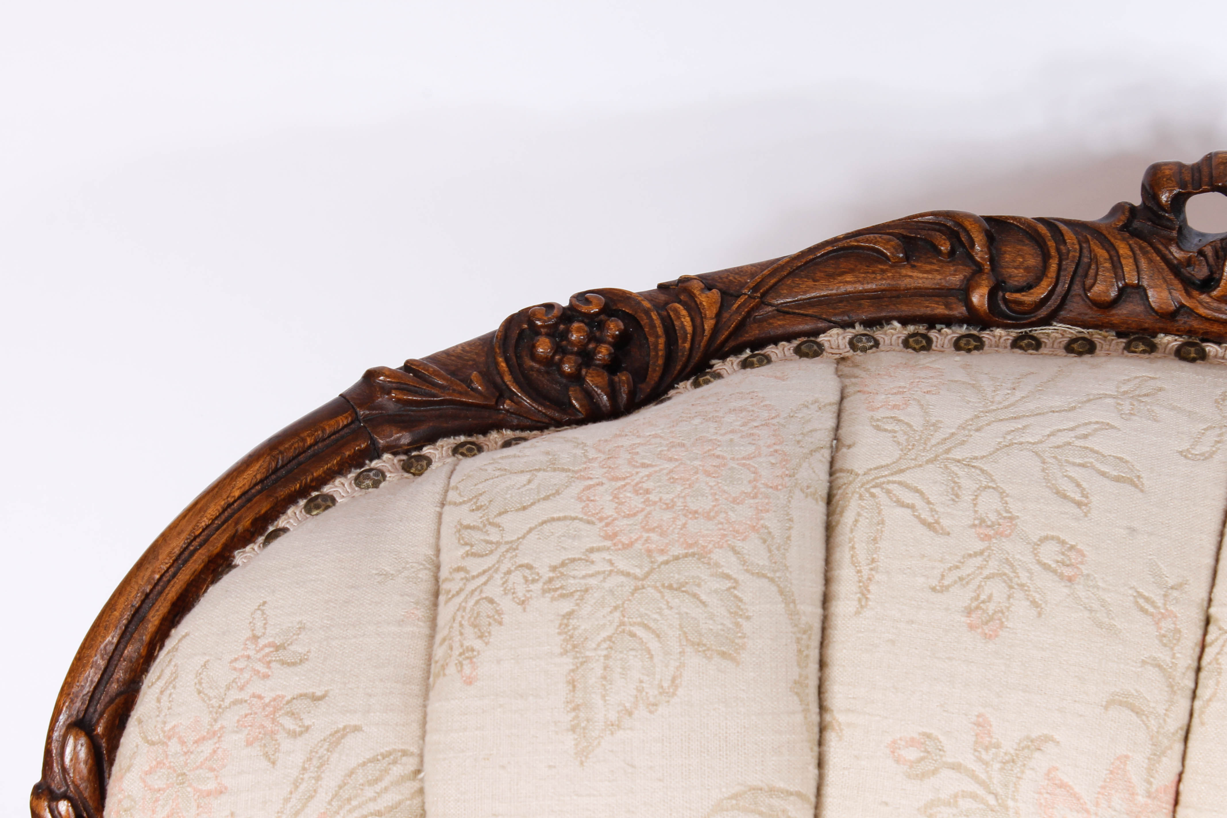 Upholstered Victorian Armchair and a Footrest with Slipcover