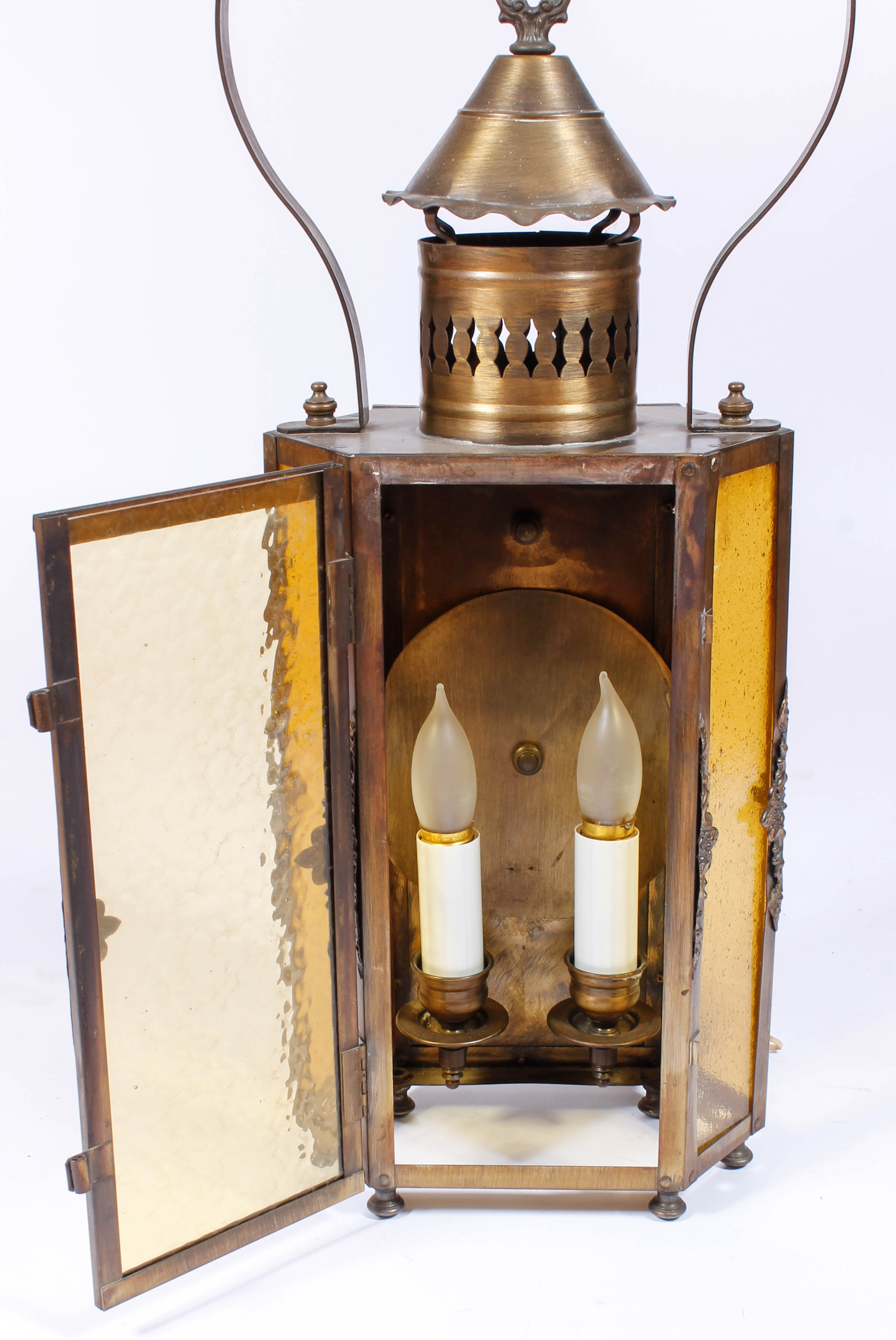 Vintage Brass Tone Lantern Wall Light