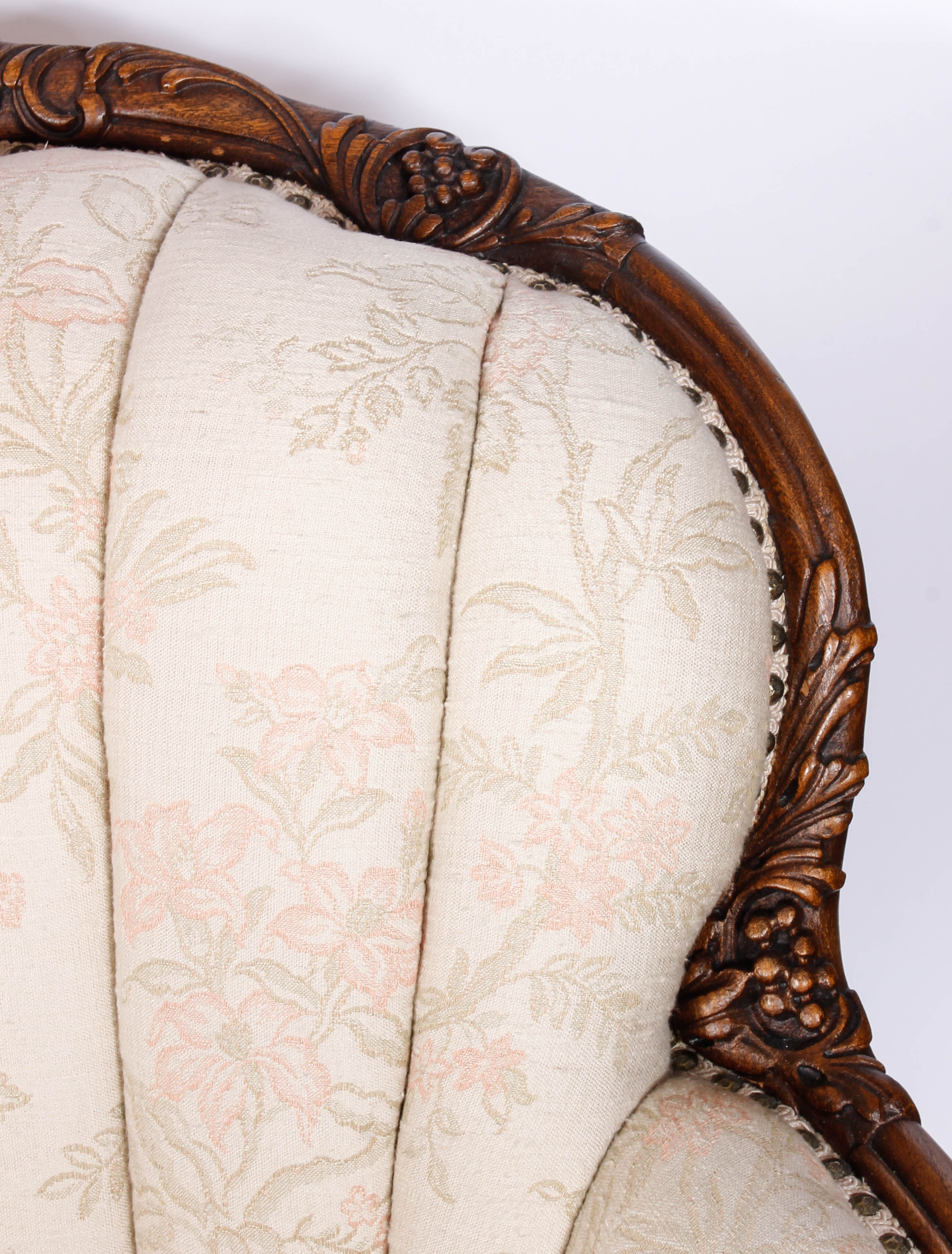 Upholstered Victorian Armchair and a Footrest with Slipcover