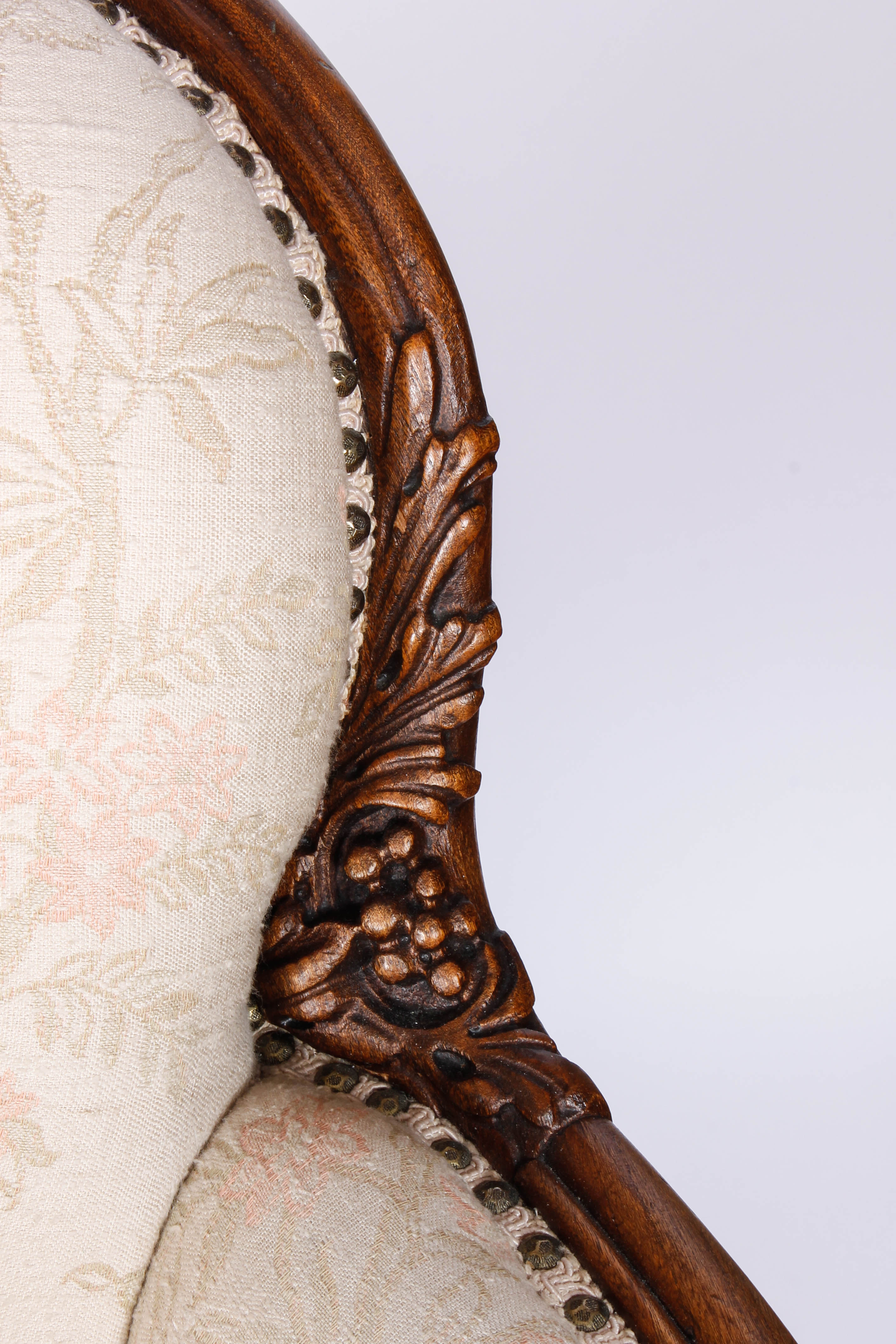 Upholstered Victorian Armchair and a Footrest with Slipcover