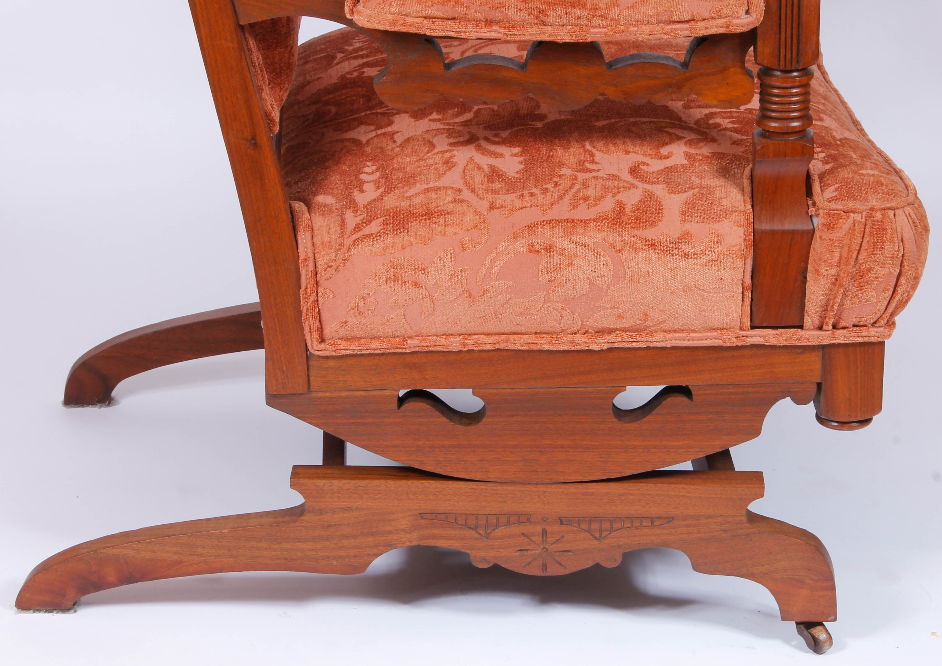 Pair of Antique Victorian Upholstered Walnut Armchairs