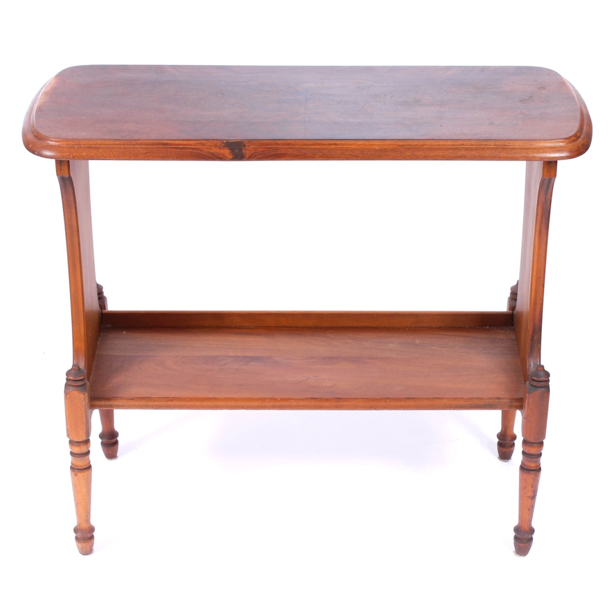 Vintage Wooden Side Table with Shelf