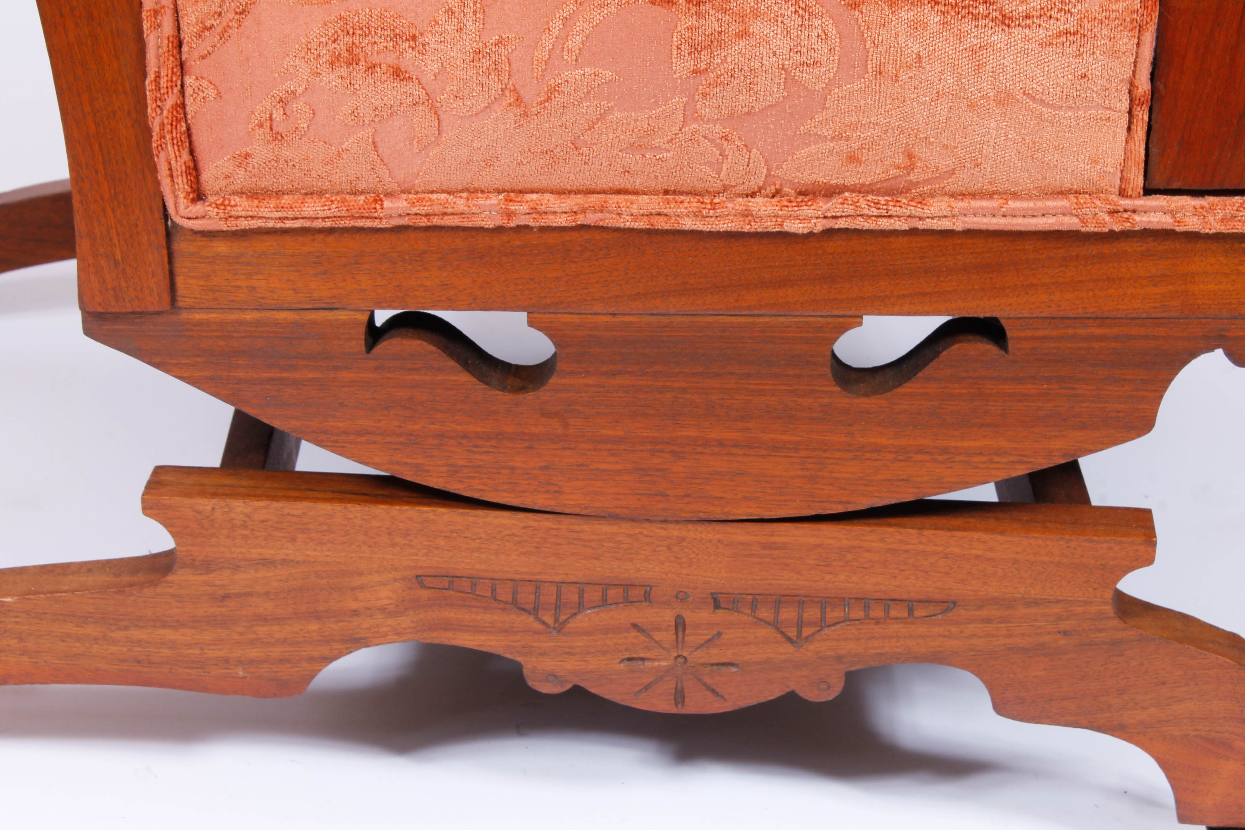 Pair of Antique Victorian Upholstered Walnut Armchairs