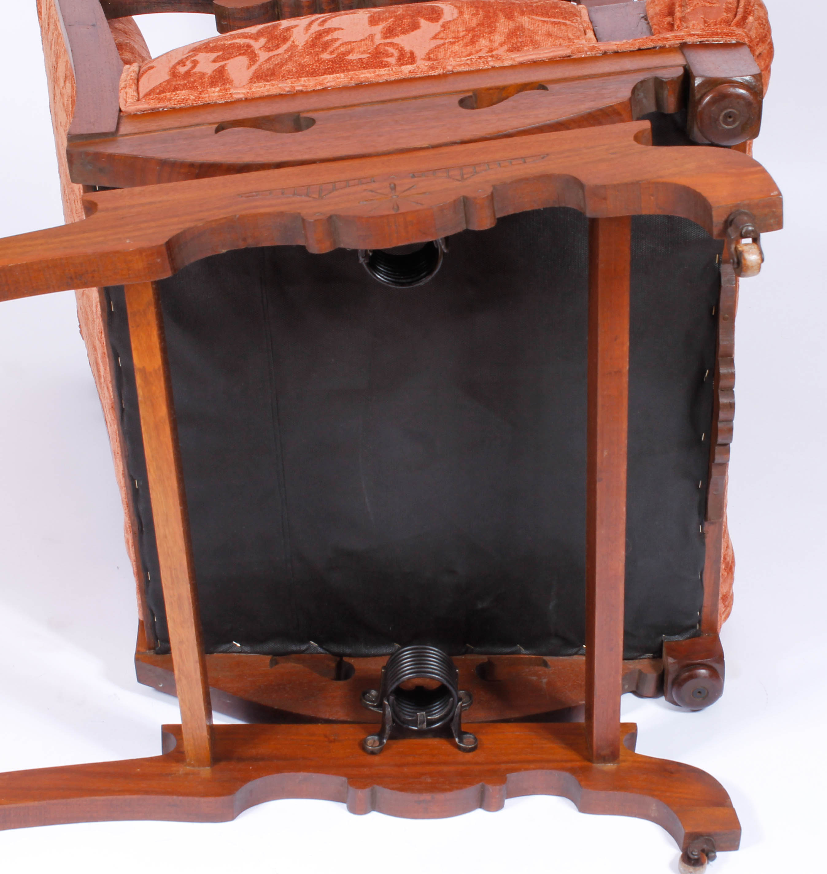 Pair of Antique Victorian Upholstered Walnut Armchairs