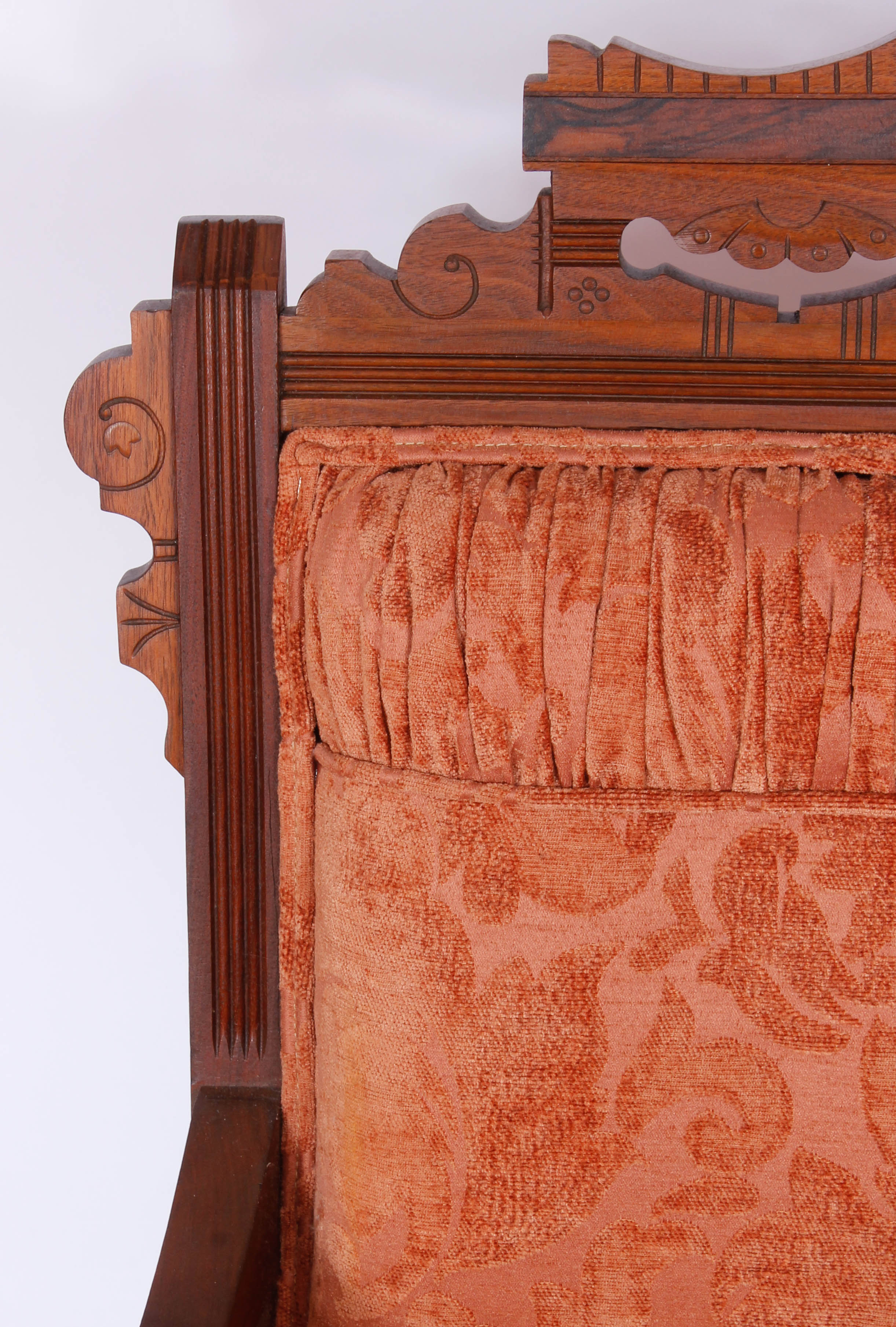 Pair of Antique Victorian Upholstered Walnut Armchairs