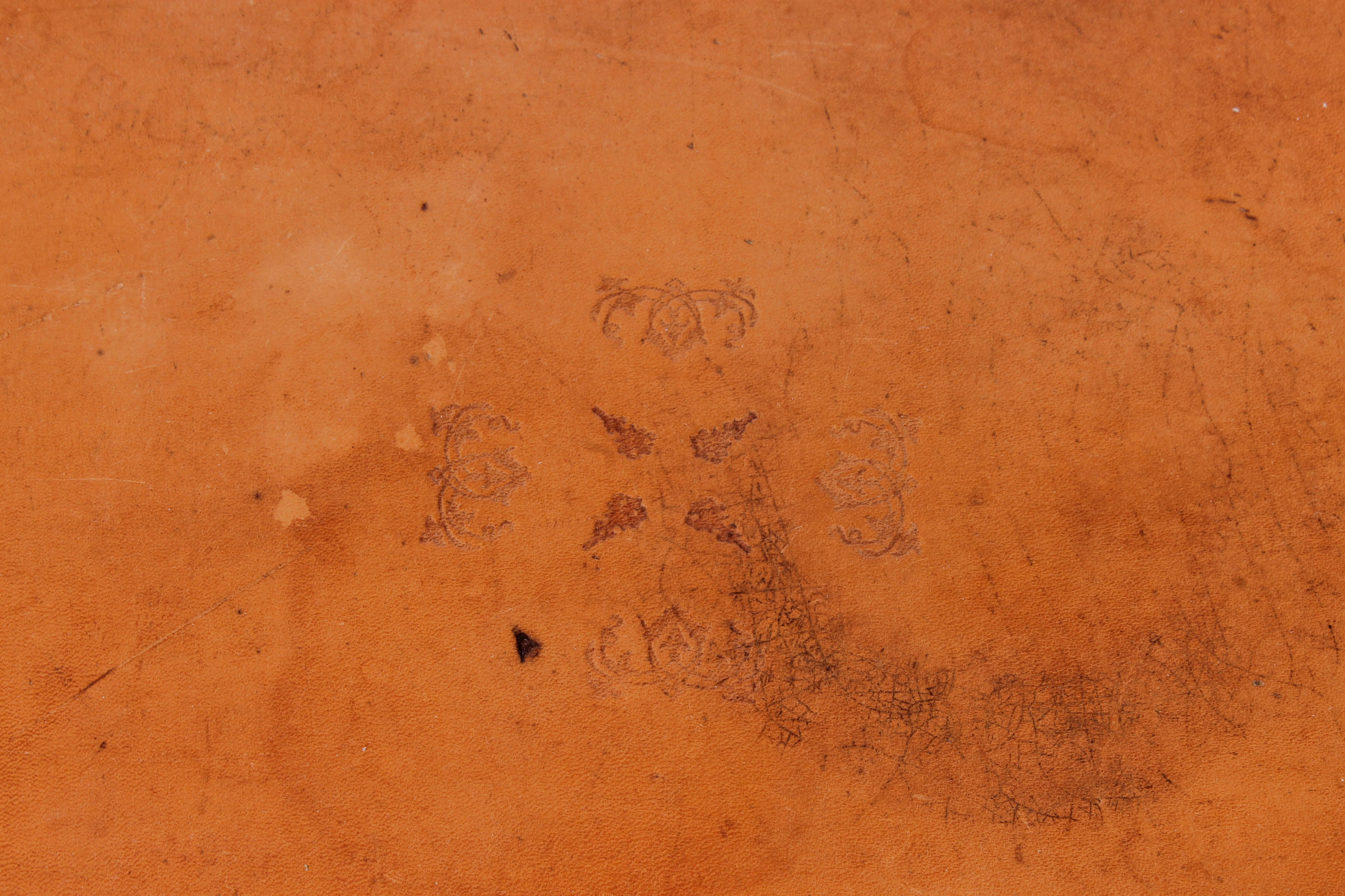 Vintage Carved Wood and Leather-Topped Side Table