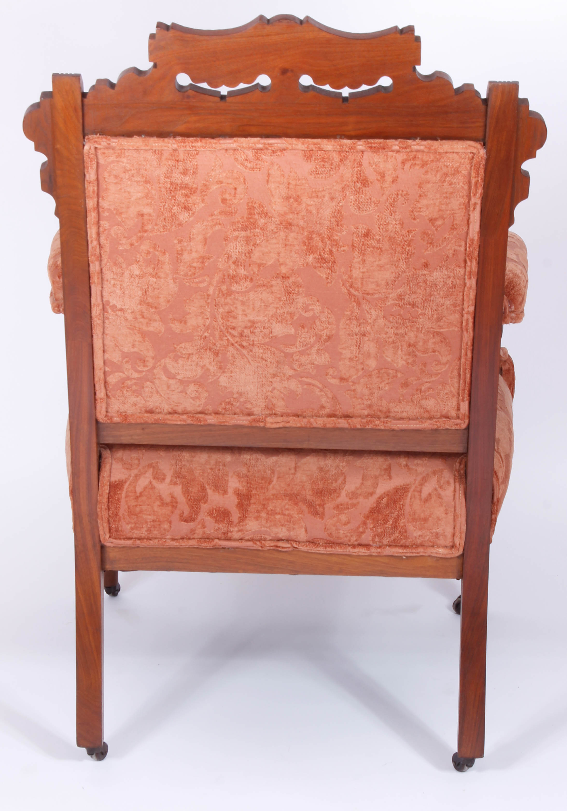 Pair of Antique Victorian Upholstered Walnut Armchairs