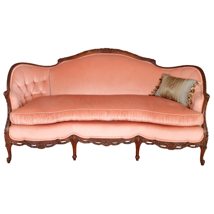 Vintage Louis XV Style Upholstered Sofa or Canapé