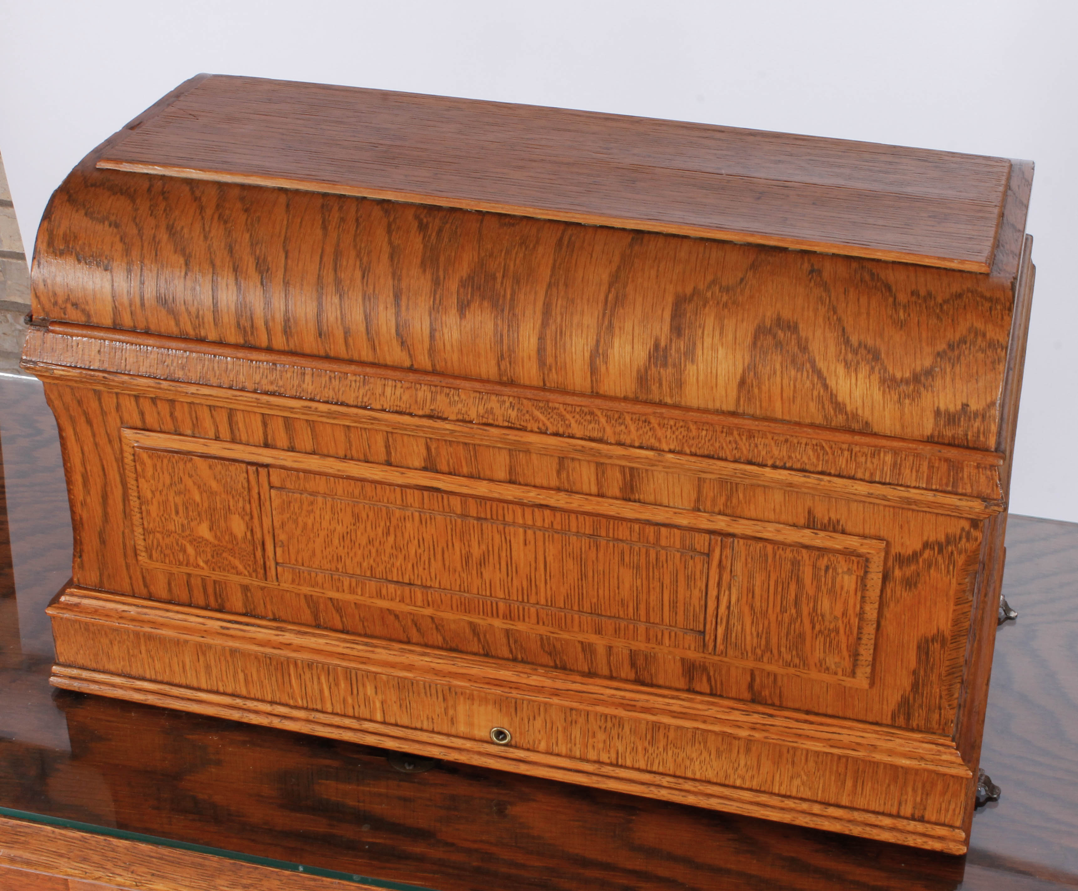 Vintage New Home Oak and Cast Iron Sewing Table