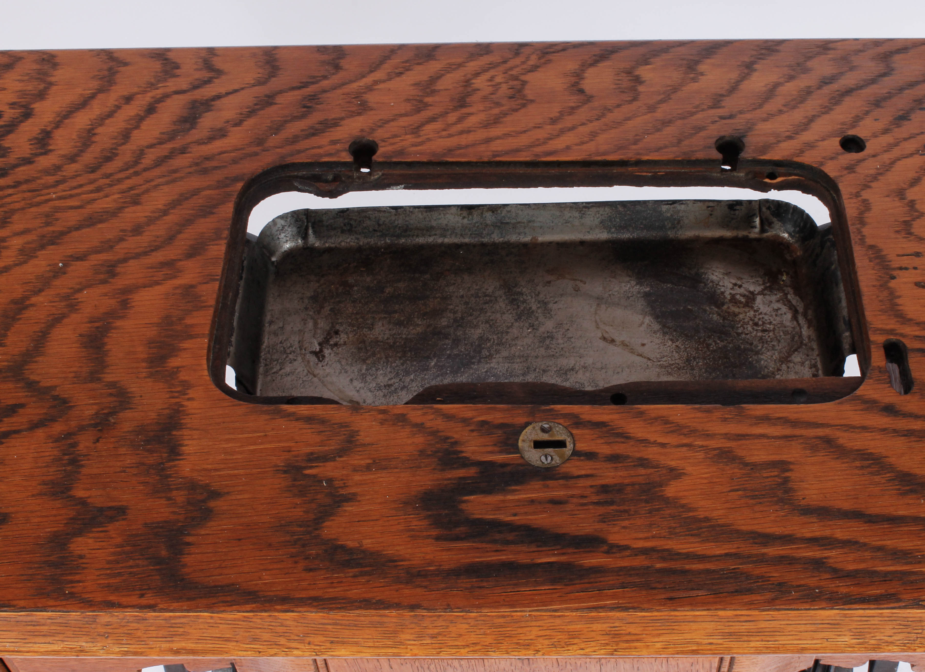 Vintage New Home Oak and Cast Iron Sewing Table