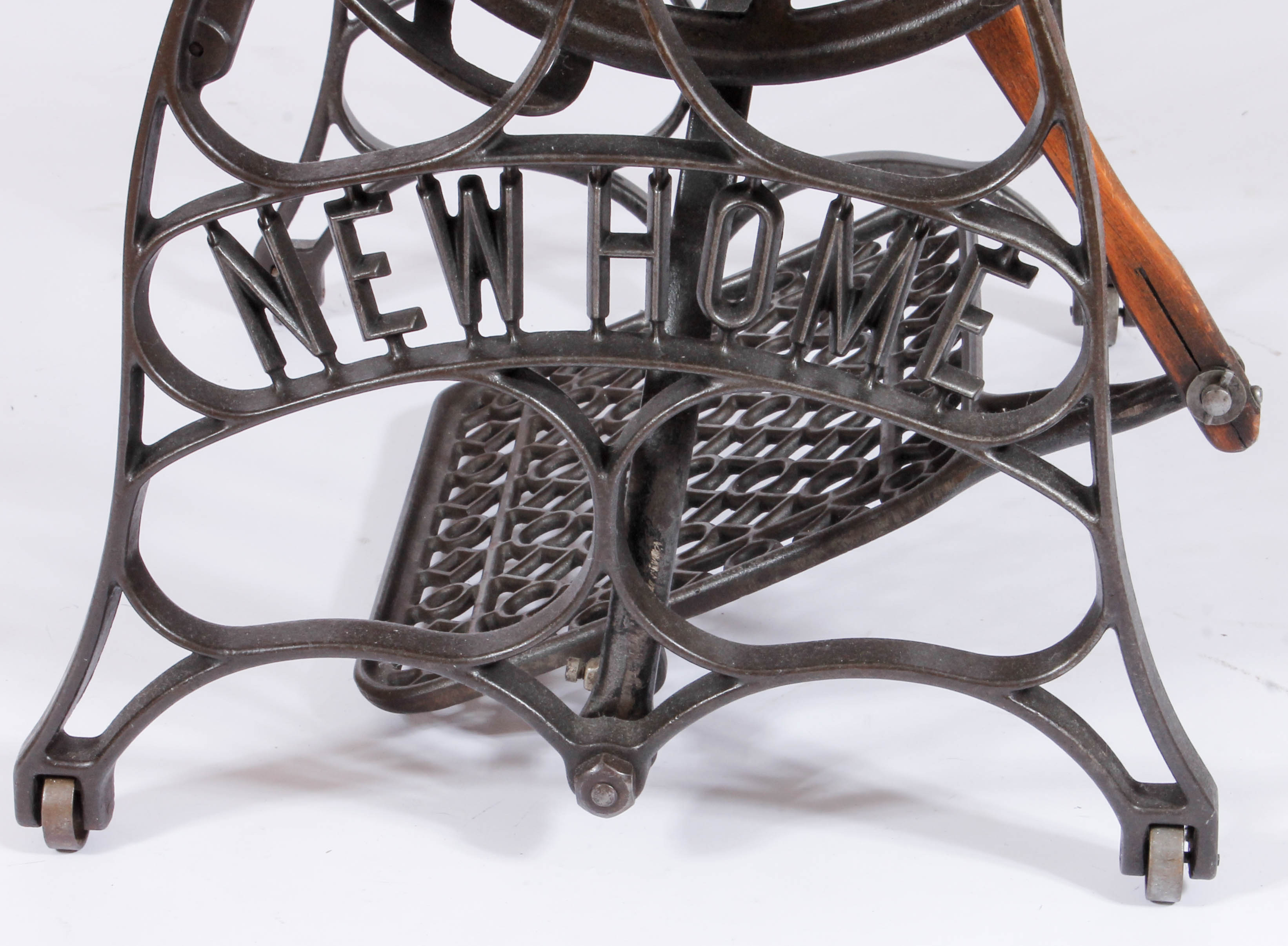 Vintage New Home Oak and Cast Iron Sewing Table