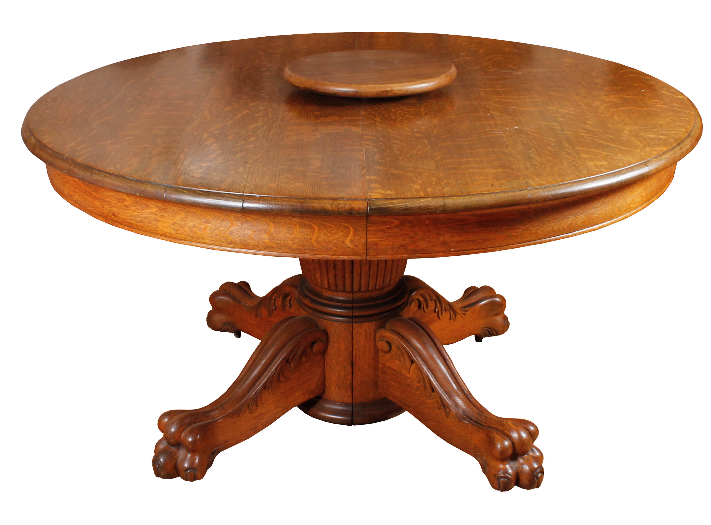 Vintage Oak Pedestal Table with Chairs