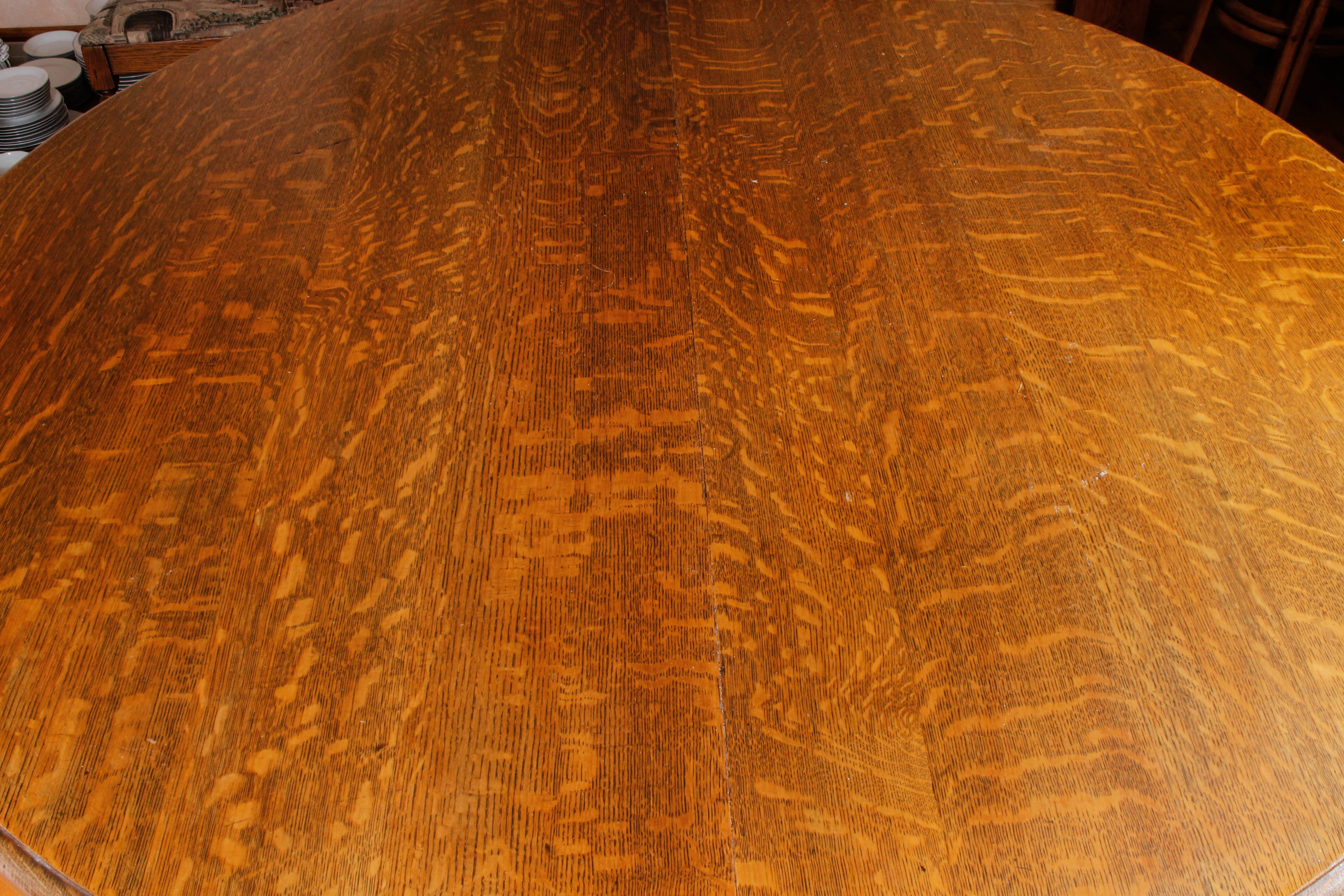 Vintage Oak Pedestal Table with Chairs