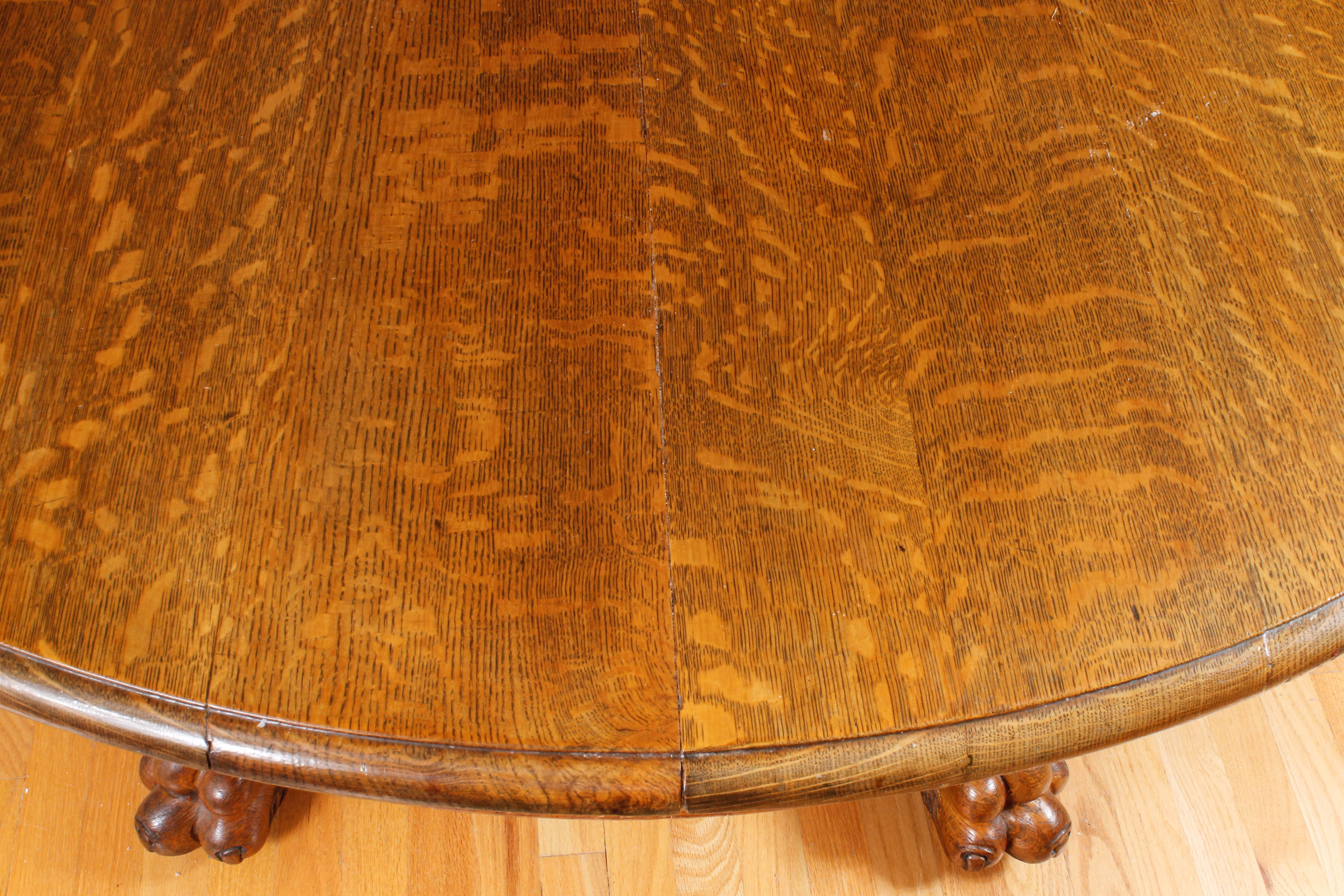 Vintage Oak Pedestal Table with Chairs
