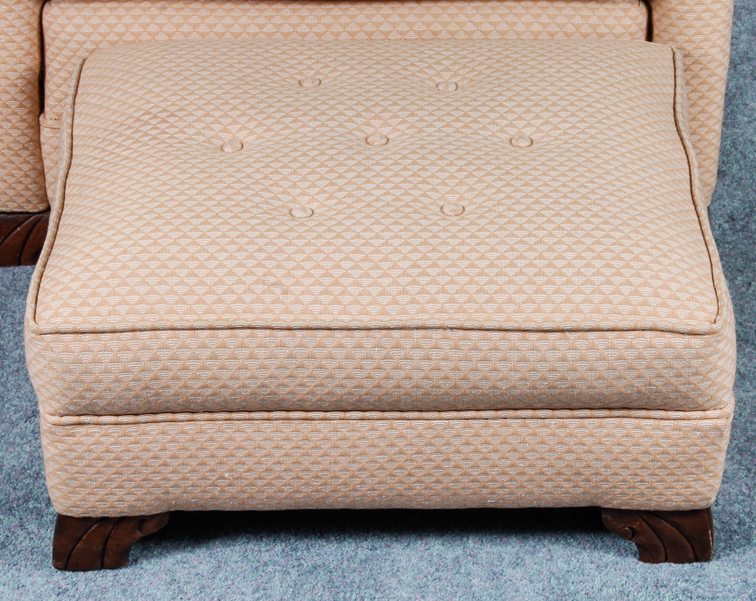 Pink Upholstered Reclining Armchair with Footrest