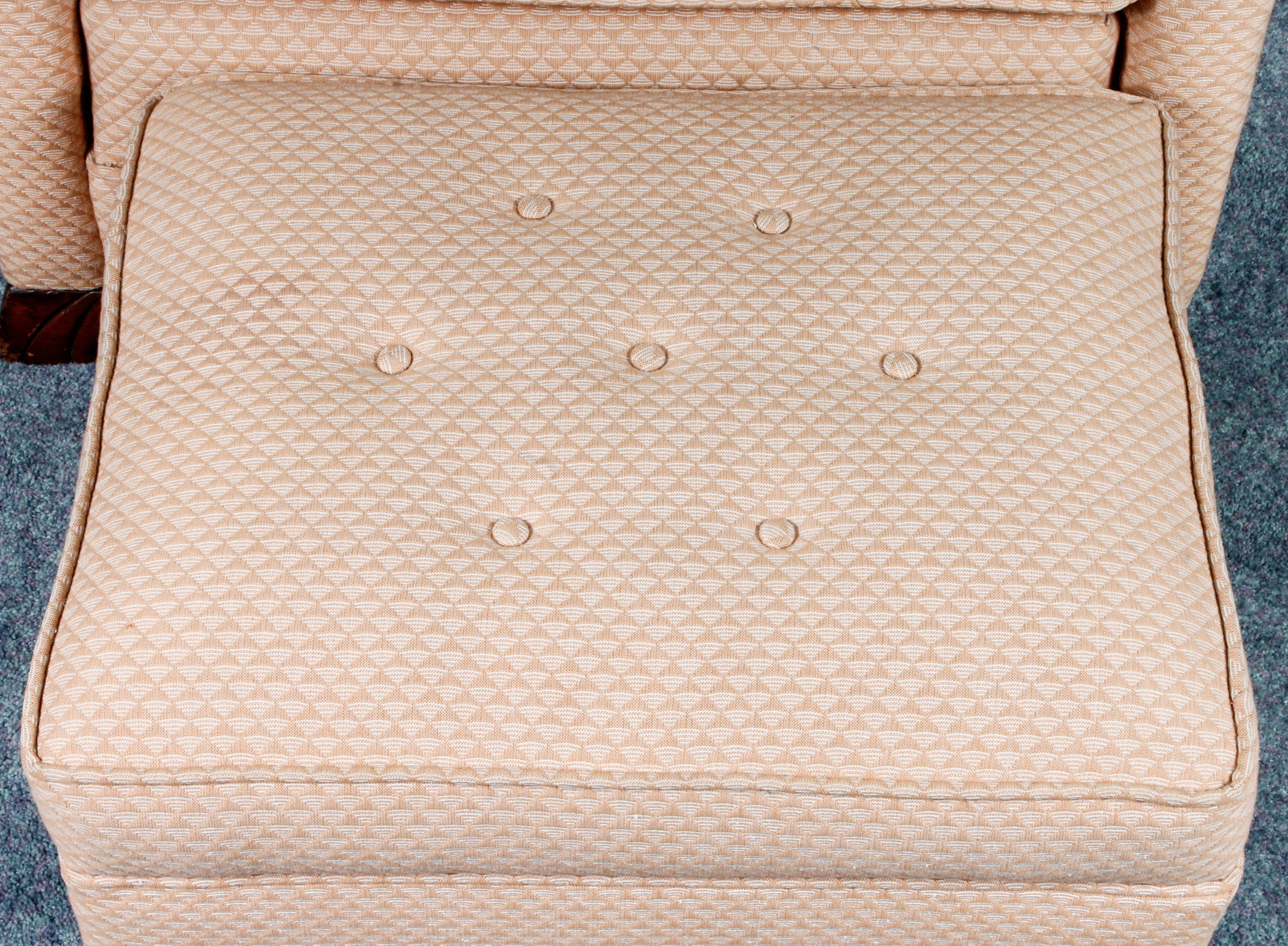 Pink Upholstered Reclining Armchair with Footrest