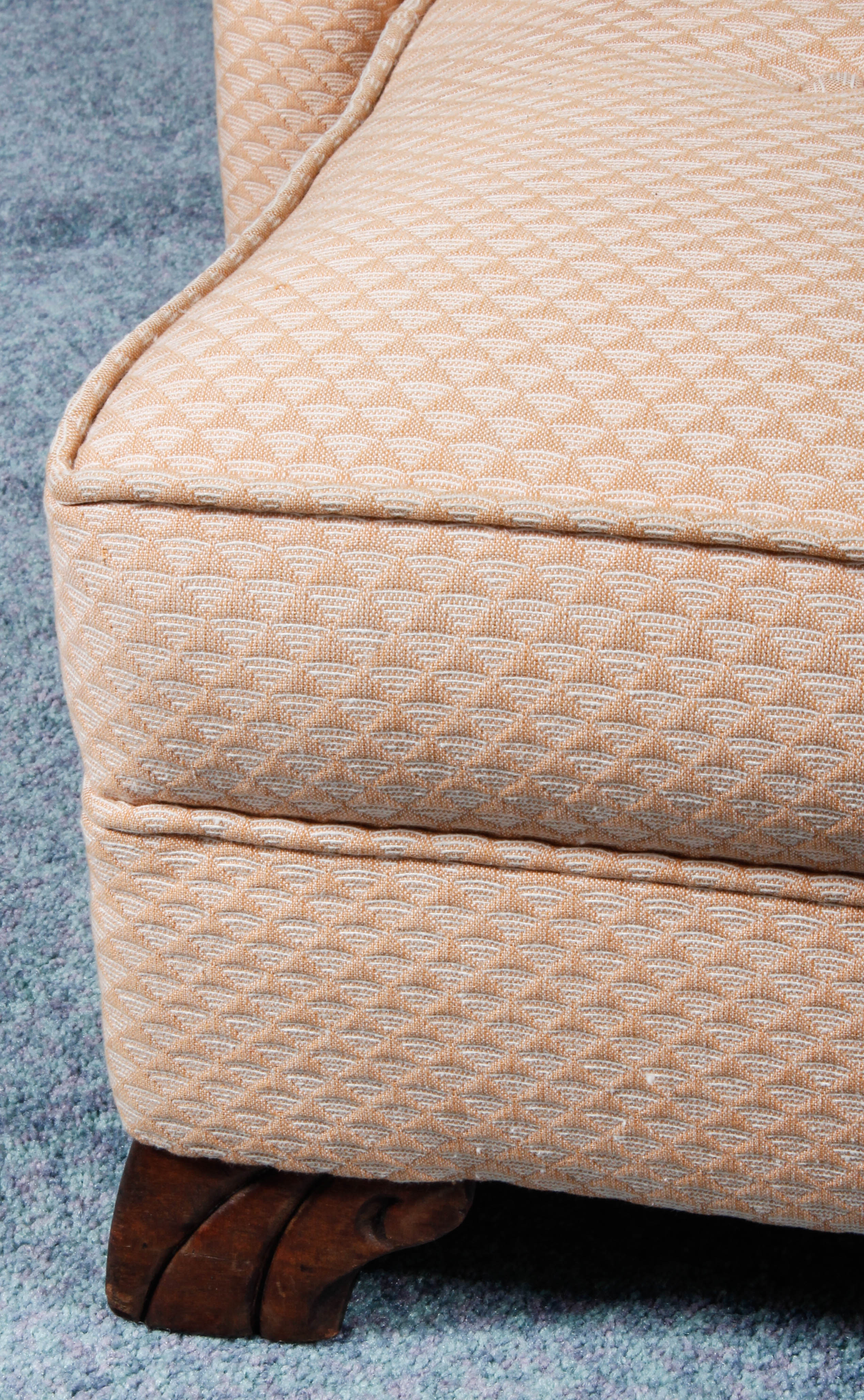 Pink Upholstered Reclining Armchair with Footrest