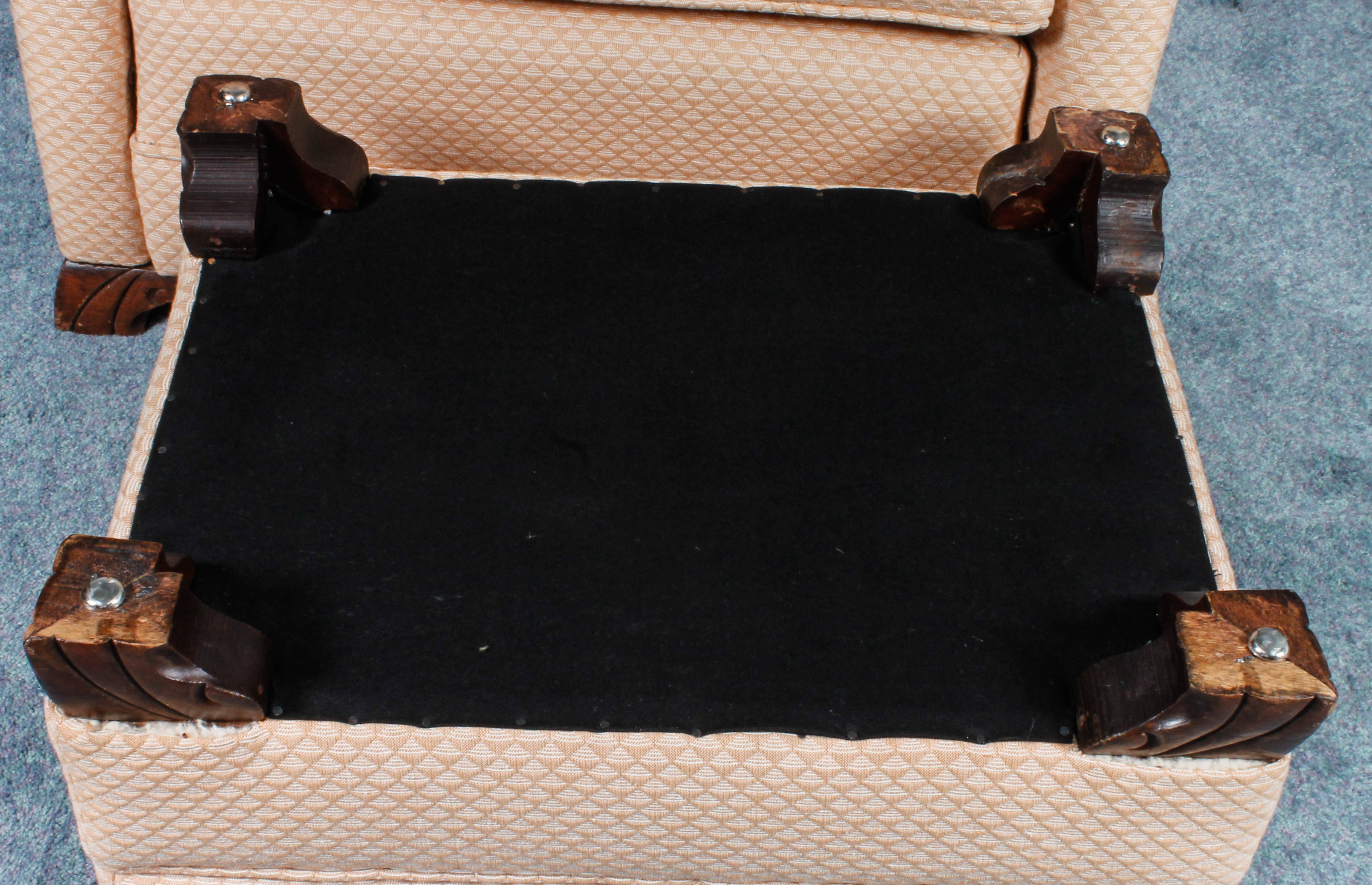 Pink Upholstered Reclining Armchair with Footrest