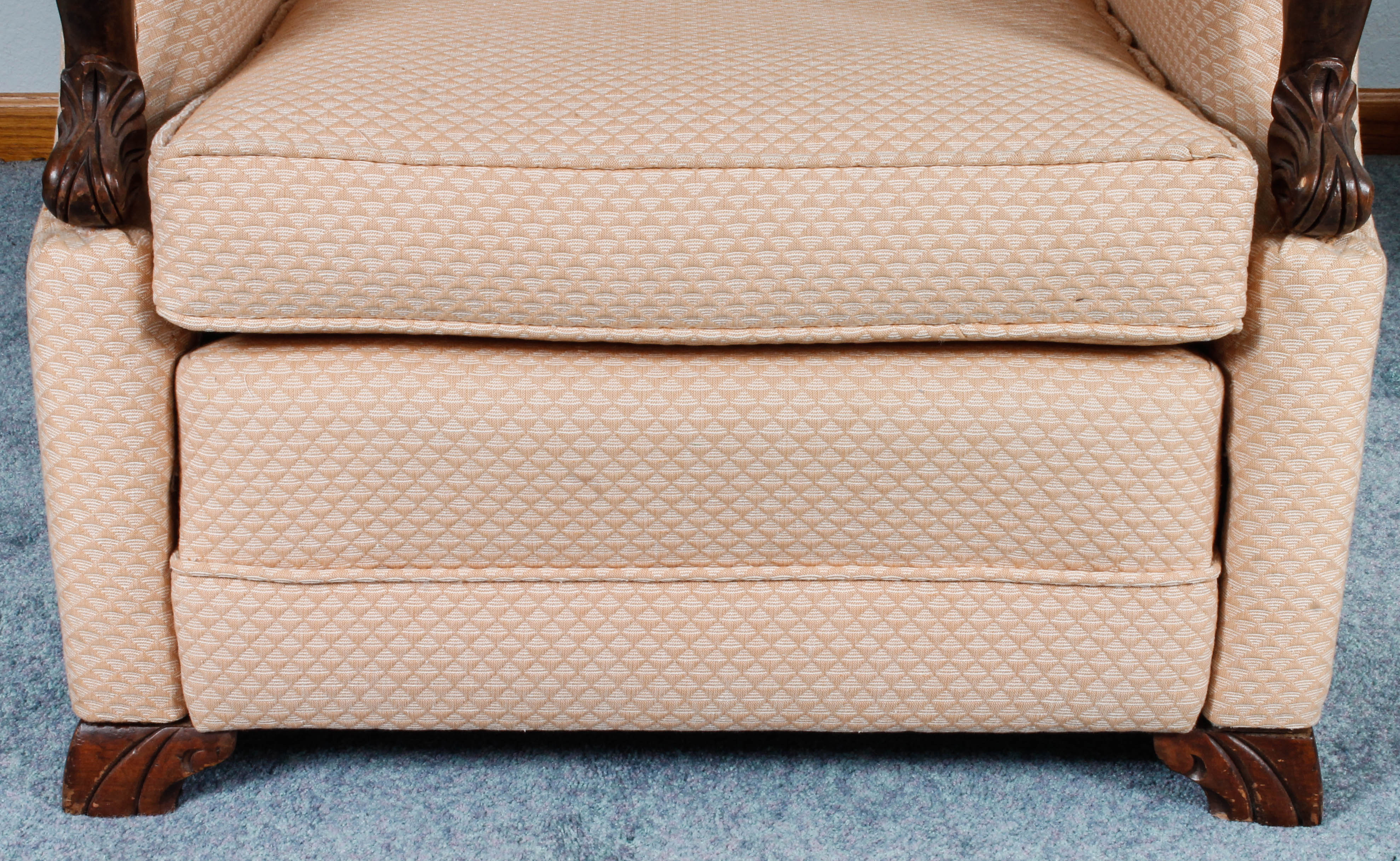 Pink Upholstered Reclining Armchair with Footrest