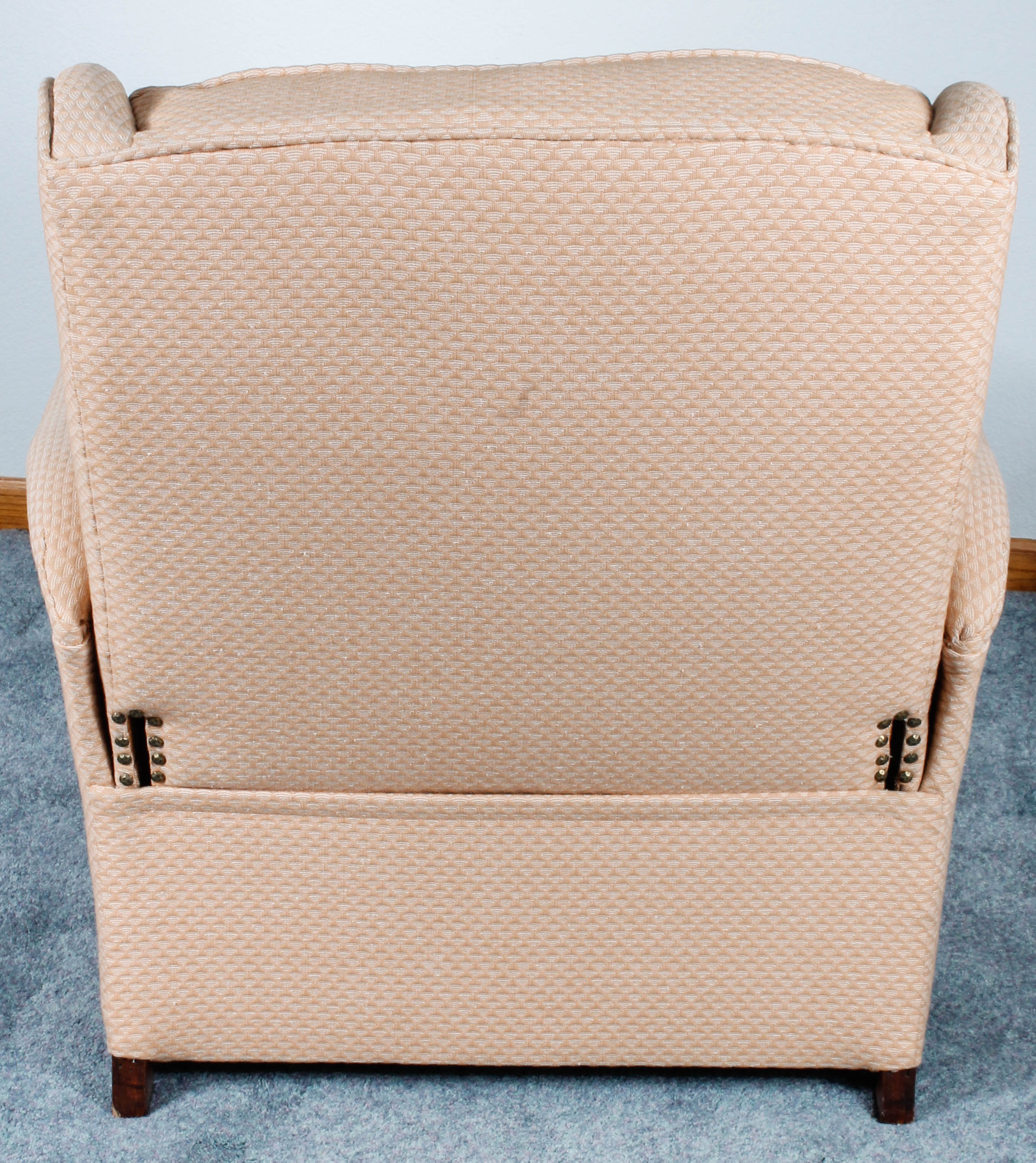 Pink Upholstered Reclining Armchair with Footrest