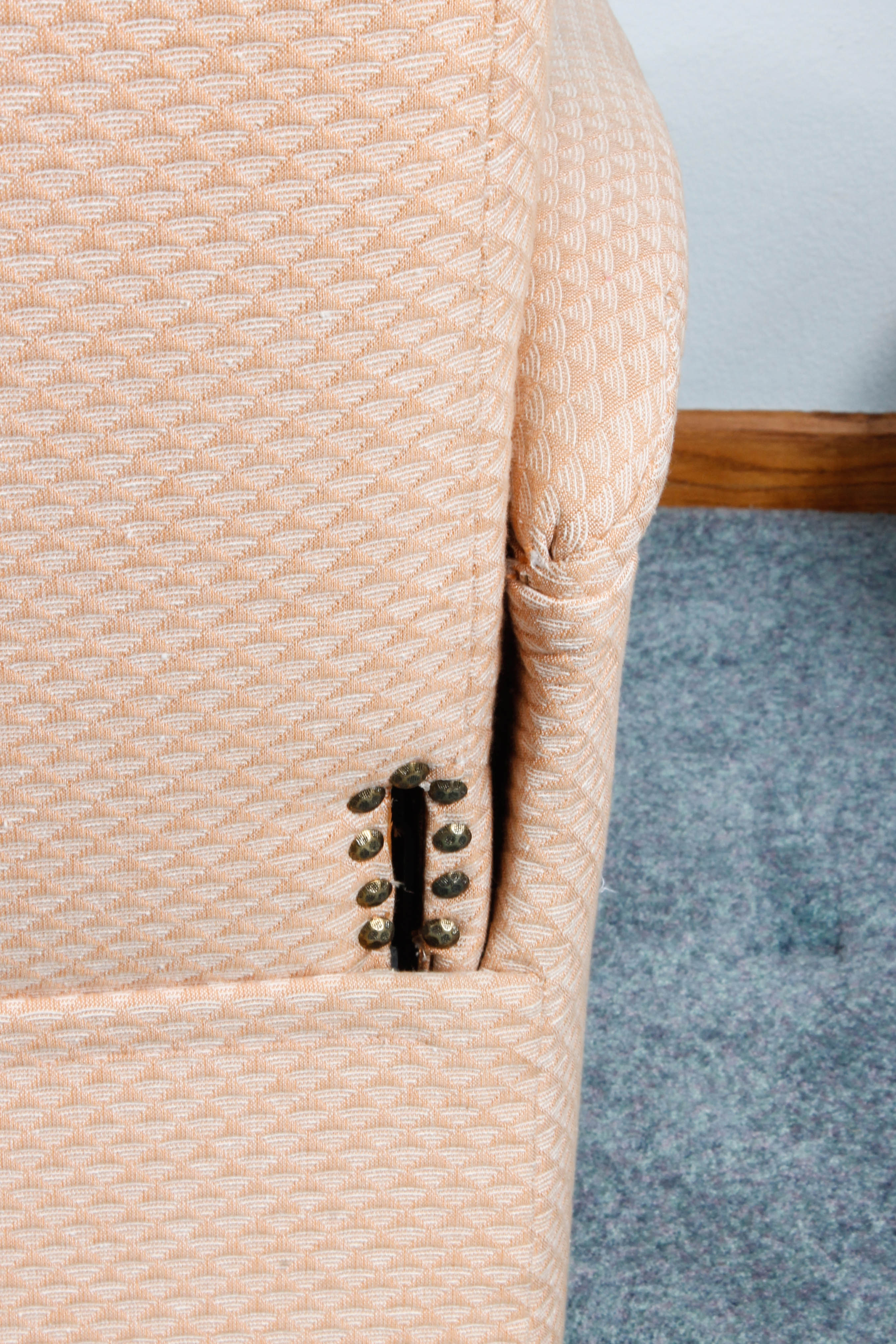 Pink Upholstered Reclining Armchair with Footrest