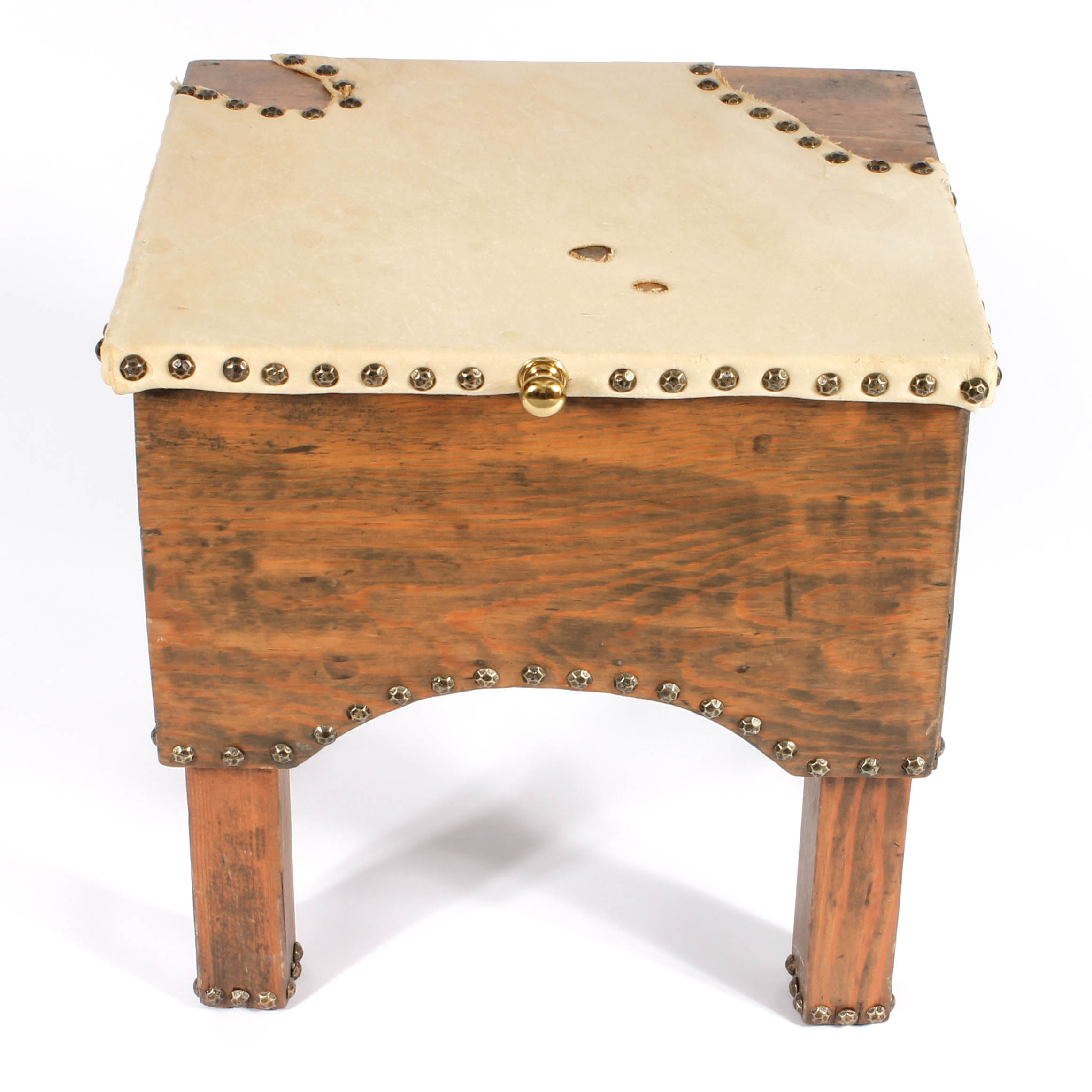 Rustic Wood and Leather End Table