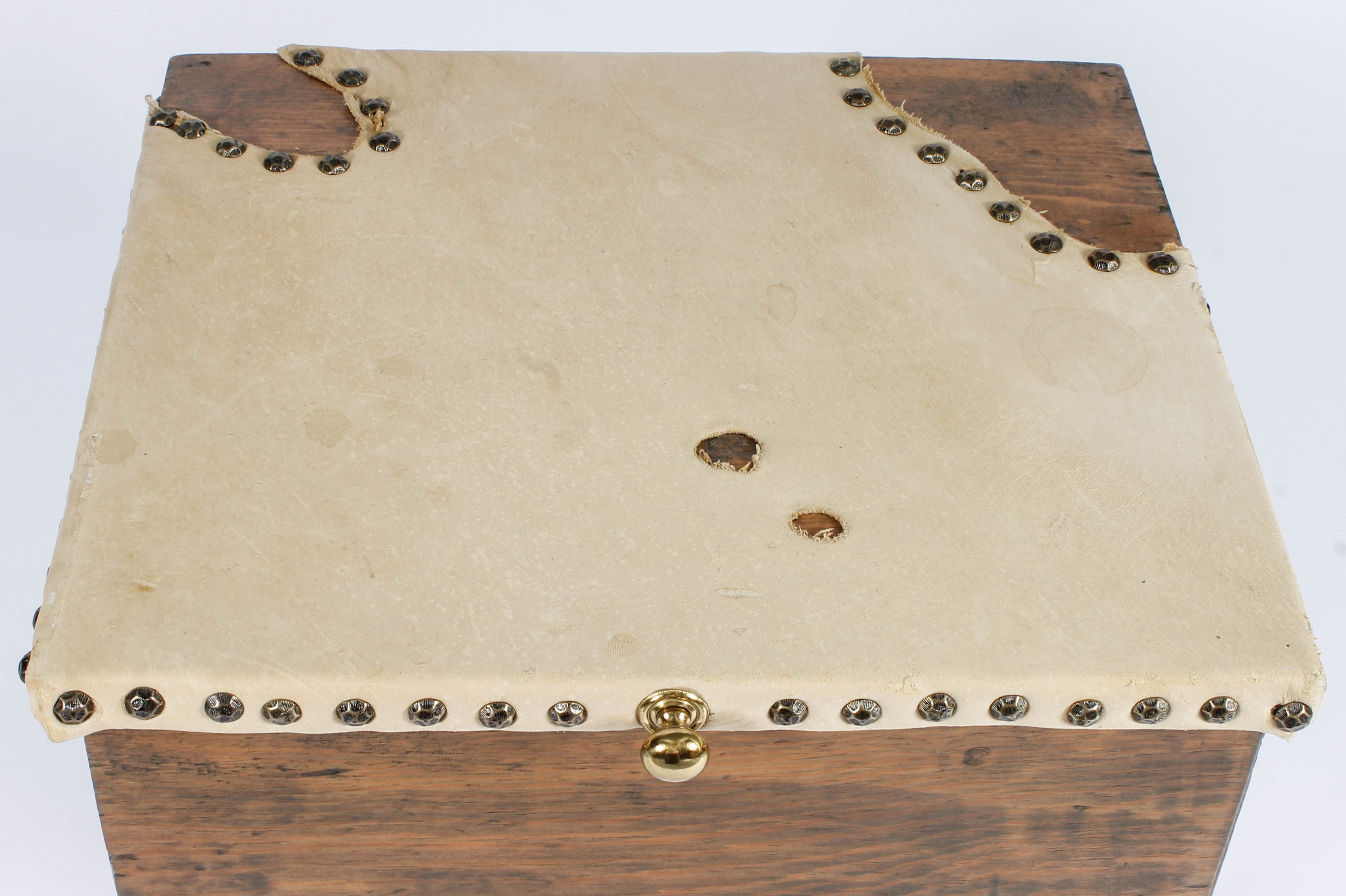 Rustic Wood and Leather End Table