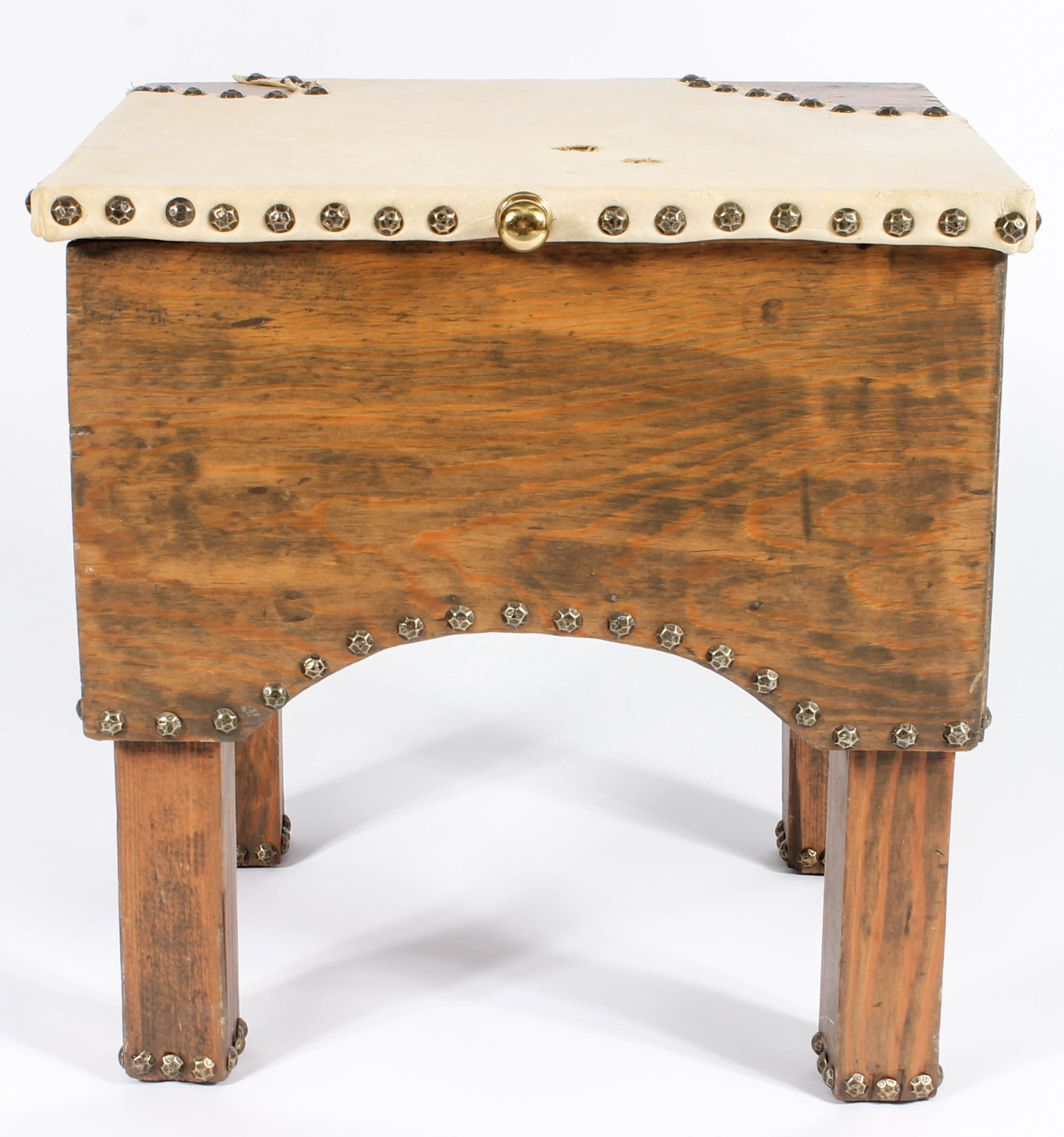 Rustic Wood and Leather End Table