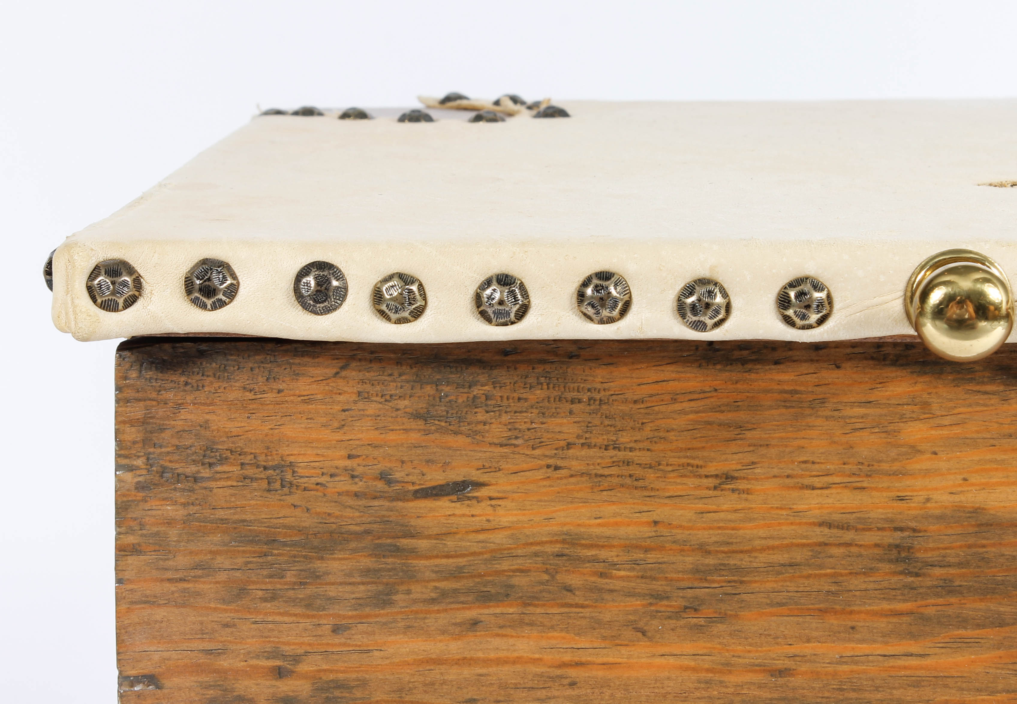 Rustic Wood and Leather End Table