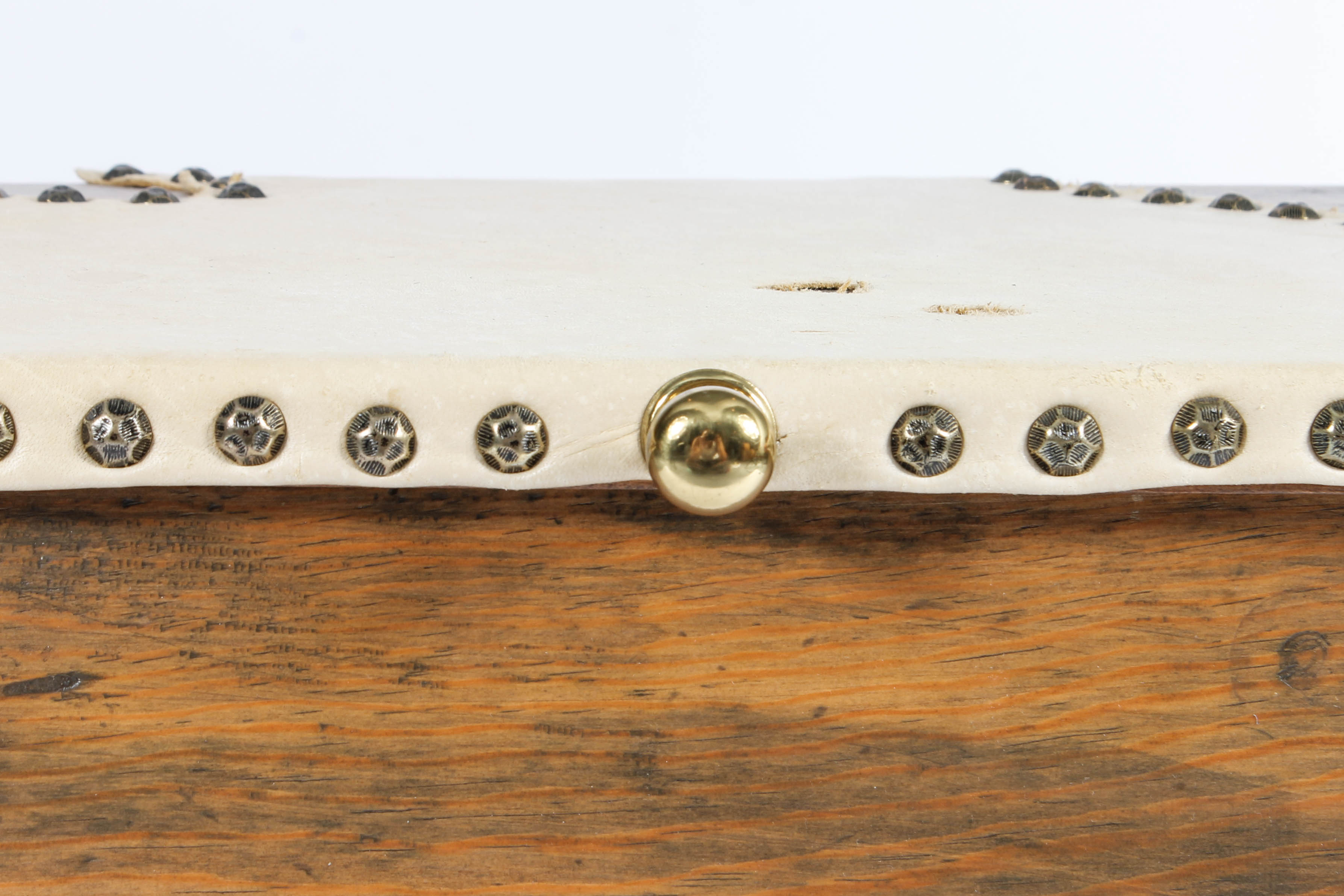 Rustic Wood and Leather End Table