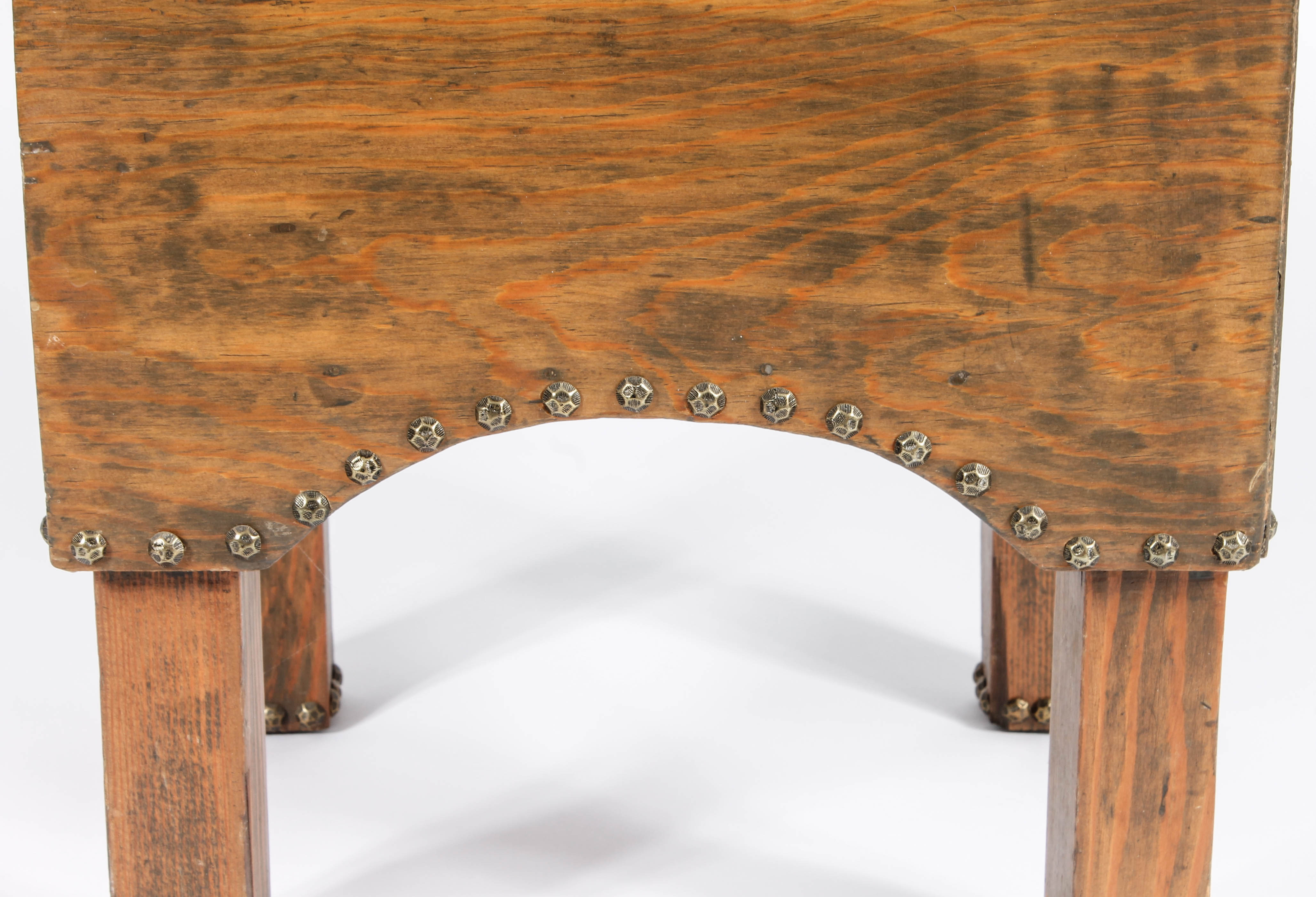 Rustic Wood and Leather End Table