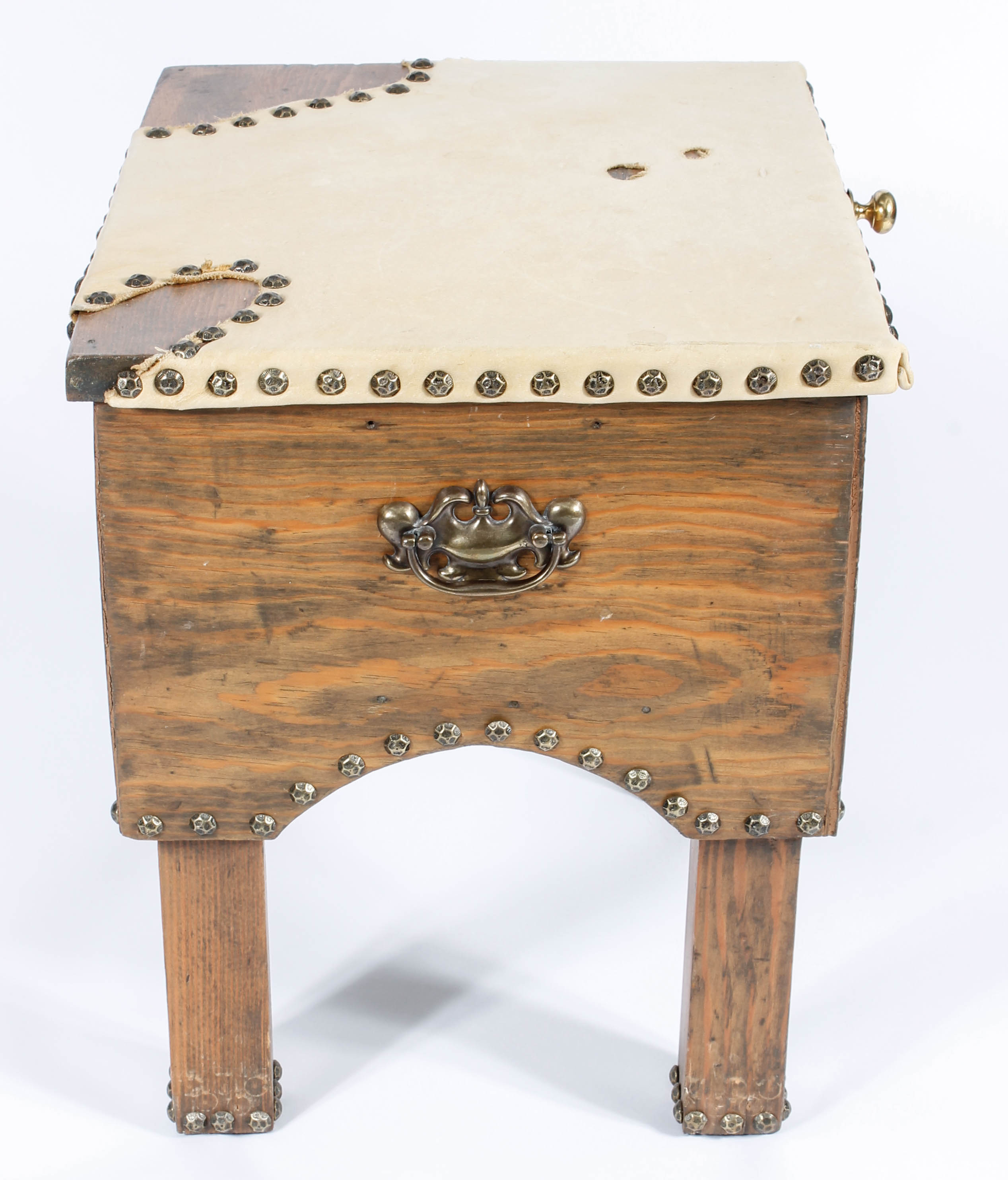 Rustic Wood and Leather End Table