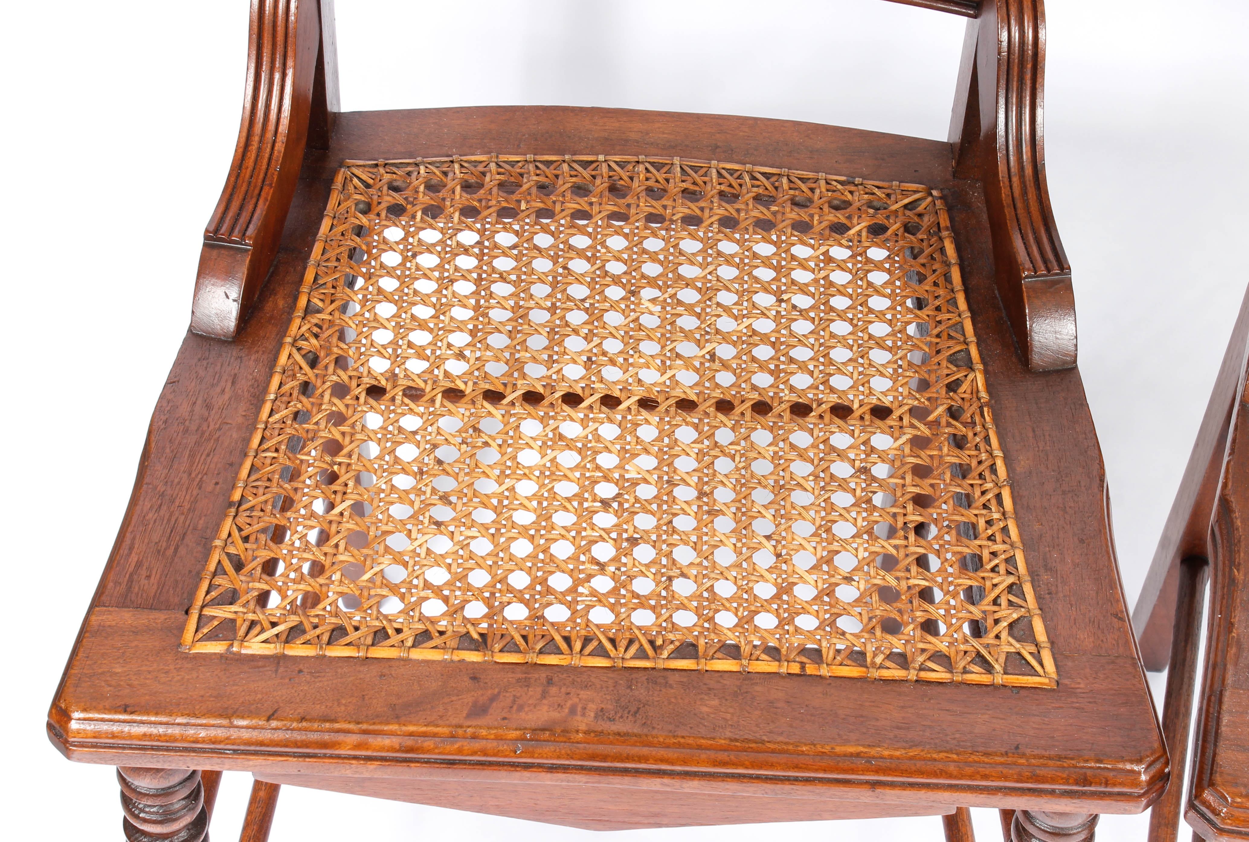 Pair of Vintage Caned Chairs and a Caned Table