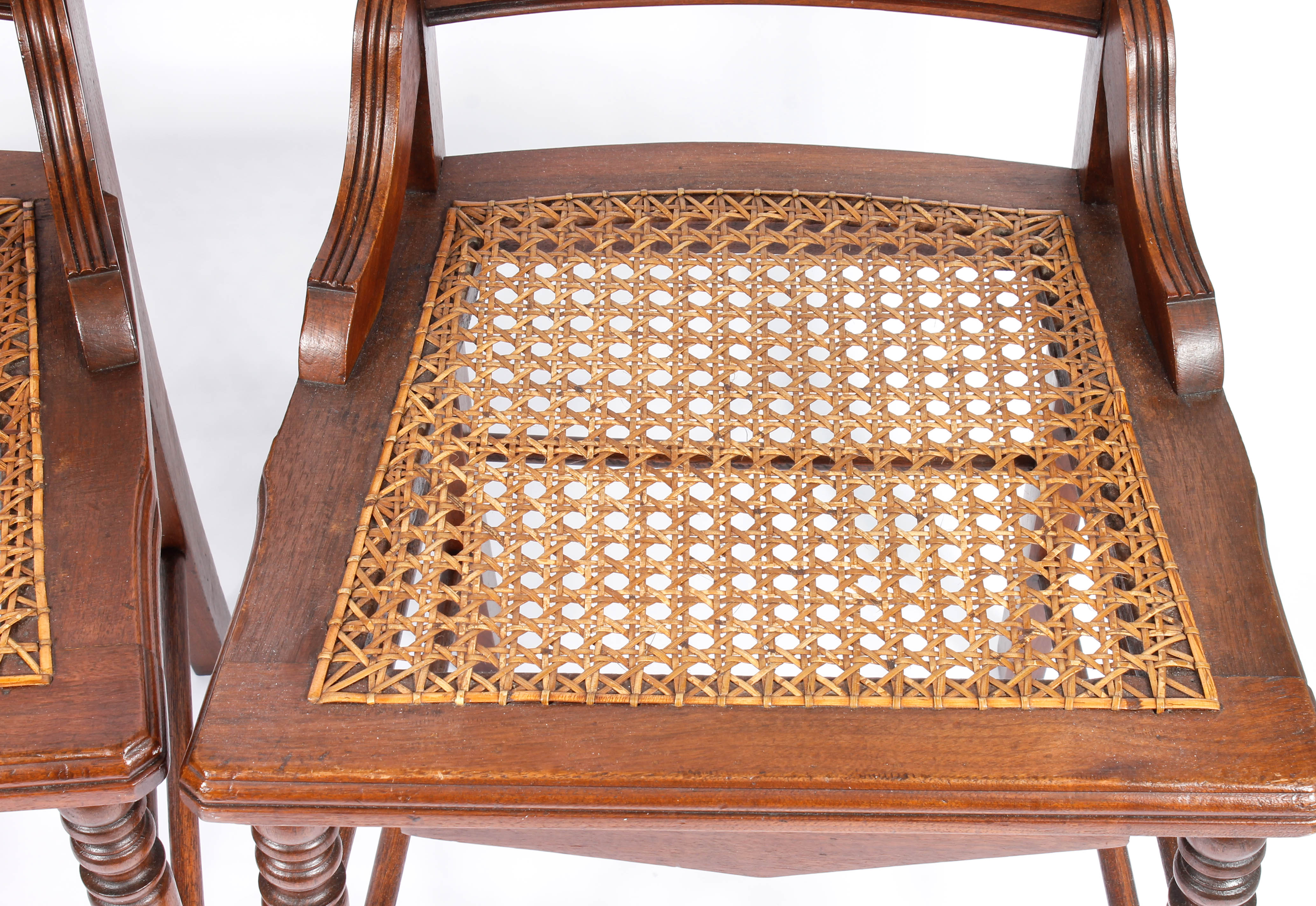 Pair of Vintage Caned Chairs and a Caned Table