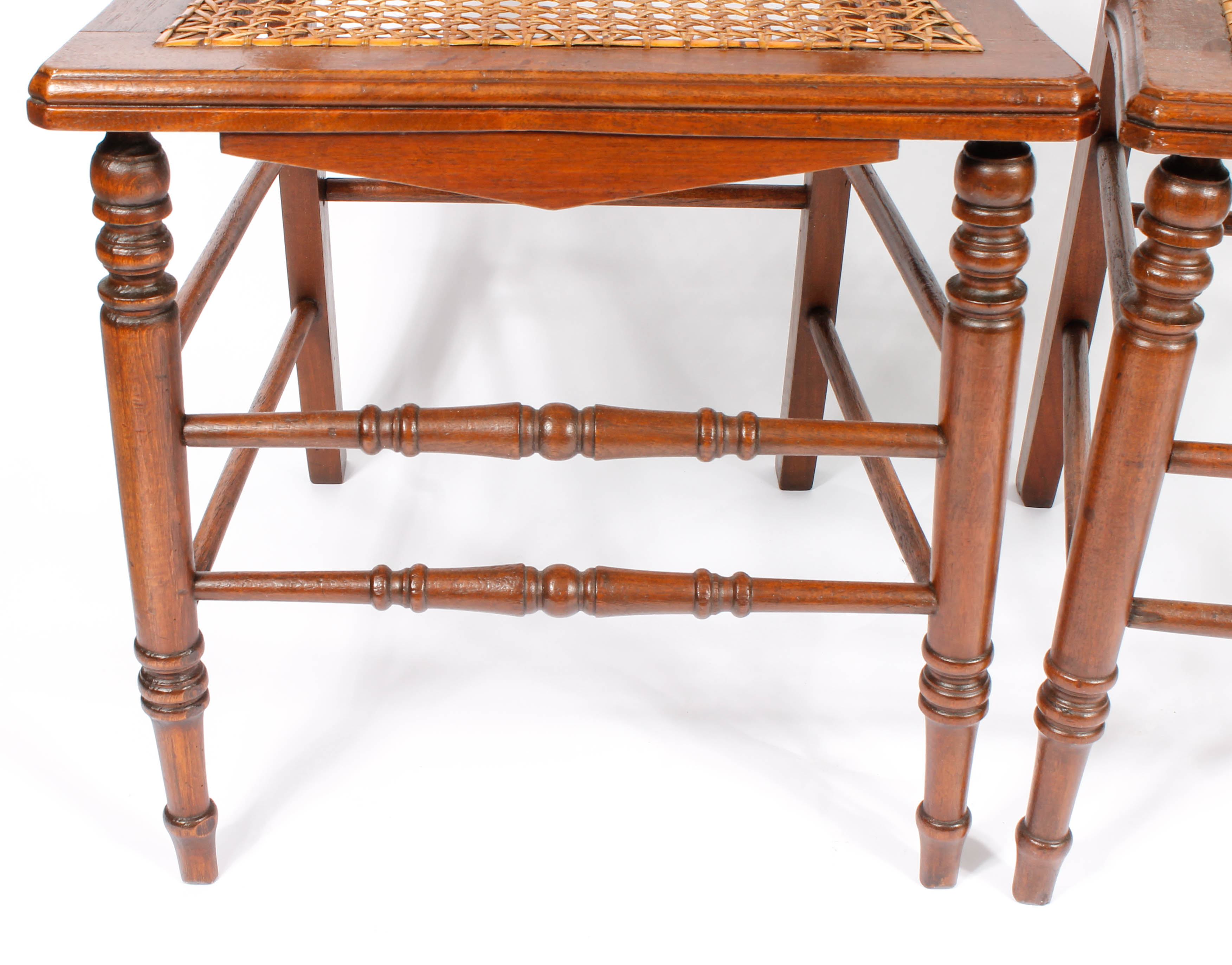 Pair of Vintage Caned Chairs and a Caned Table