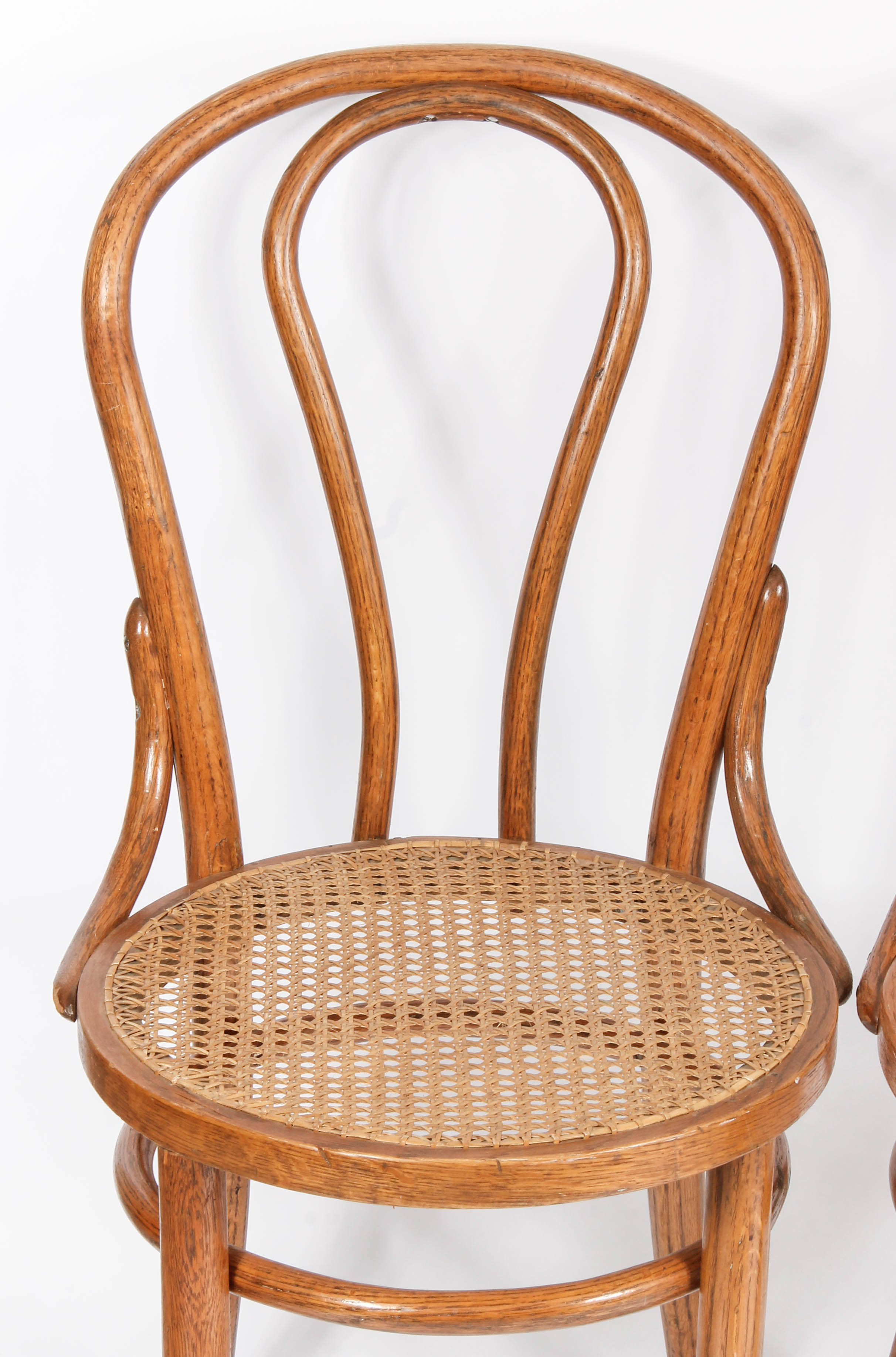 Pair of Caned Bentwood Chairs and Caned Side Table