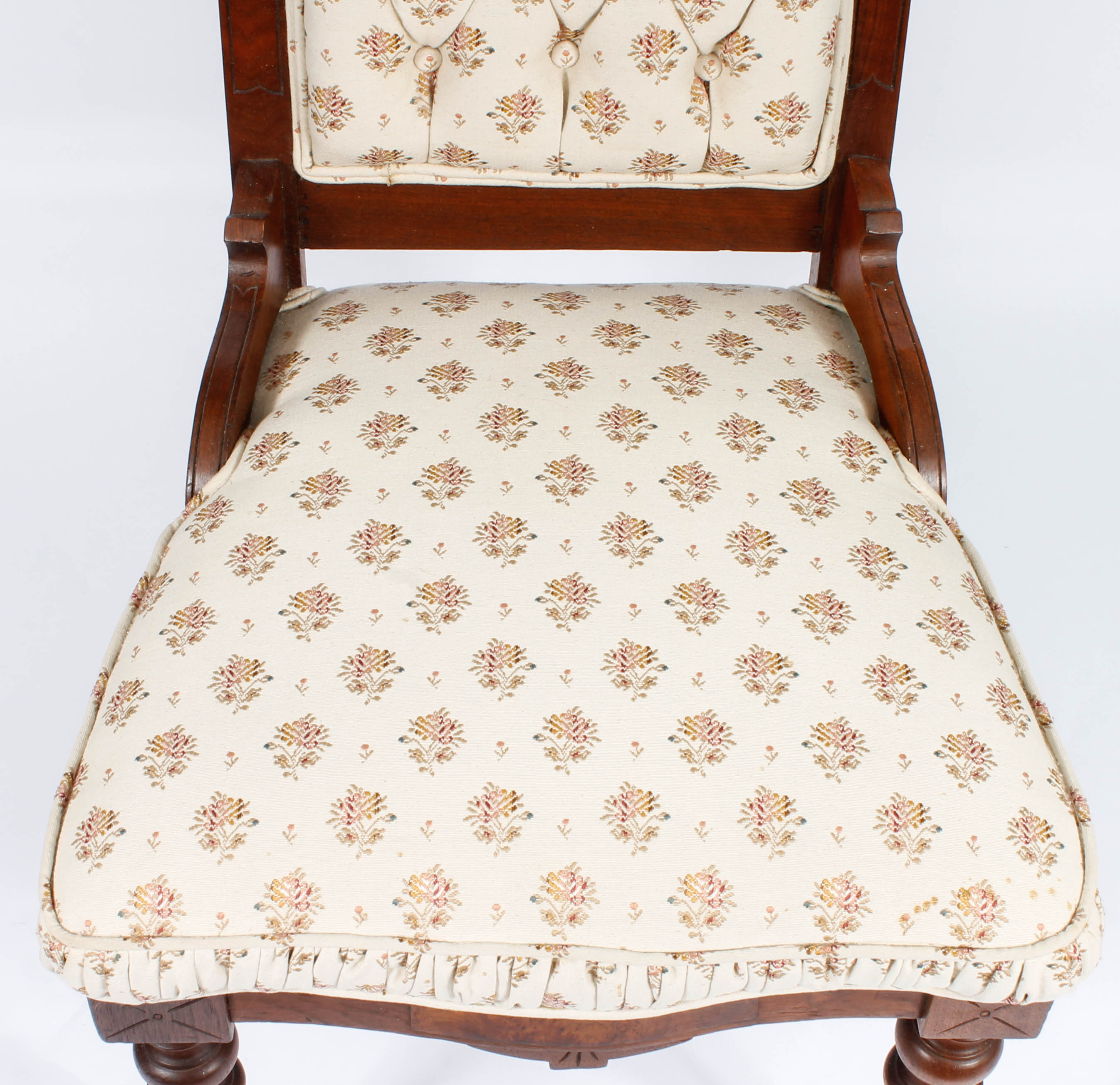 Antique Victorian Upholstered Walnut Chairs