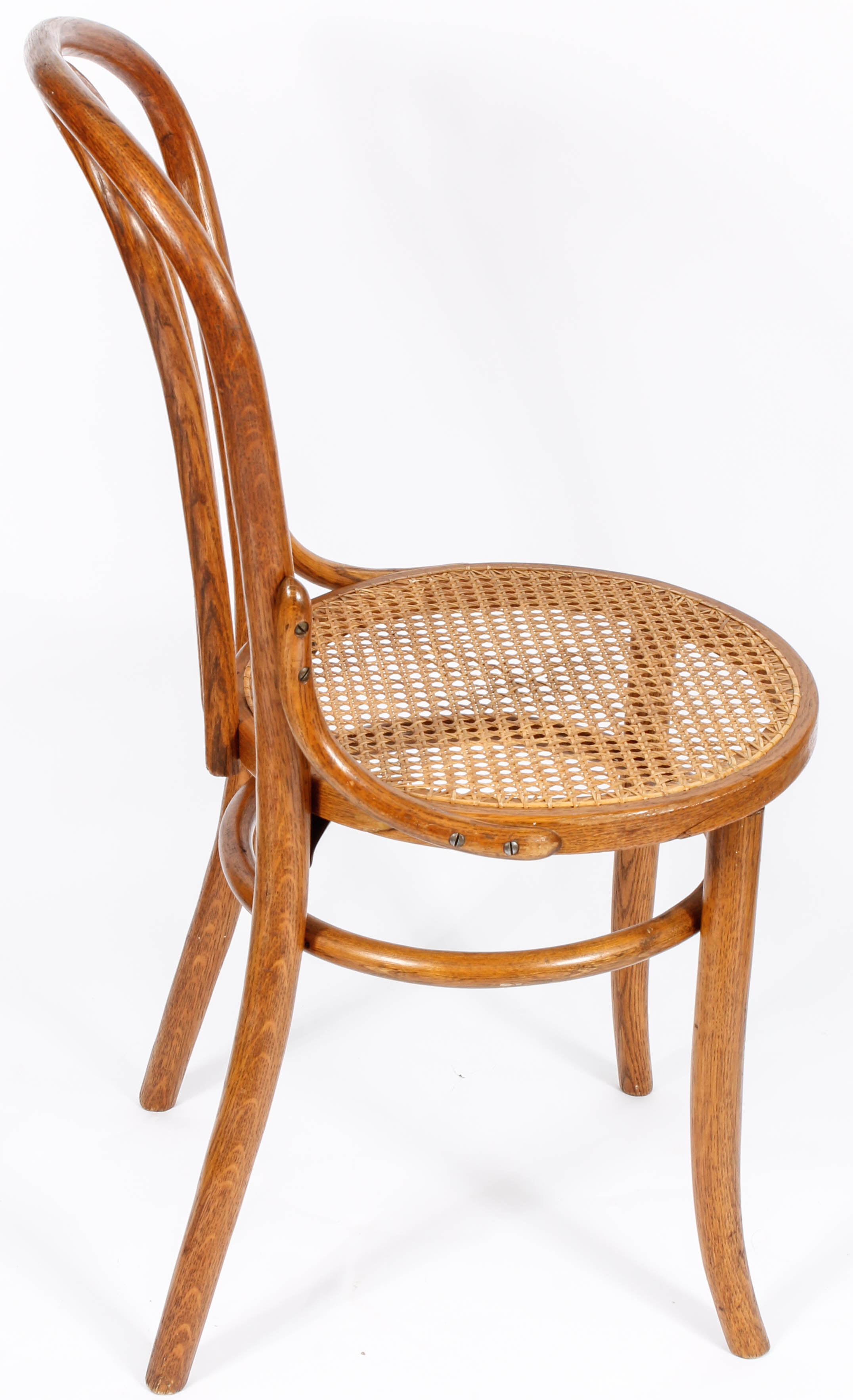 Pair of Caned Bentwood Chairs and Caned Side Table
