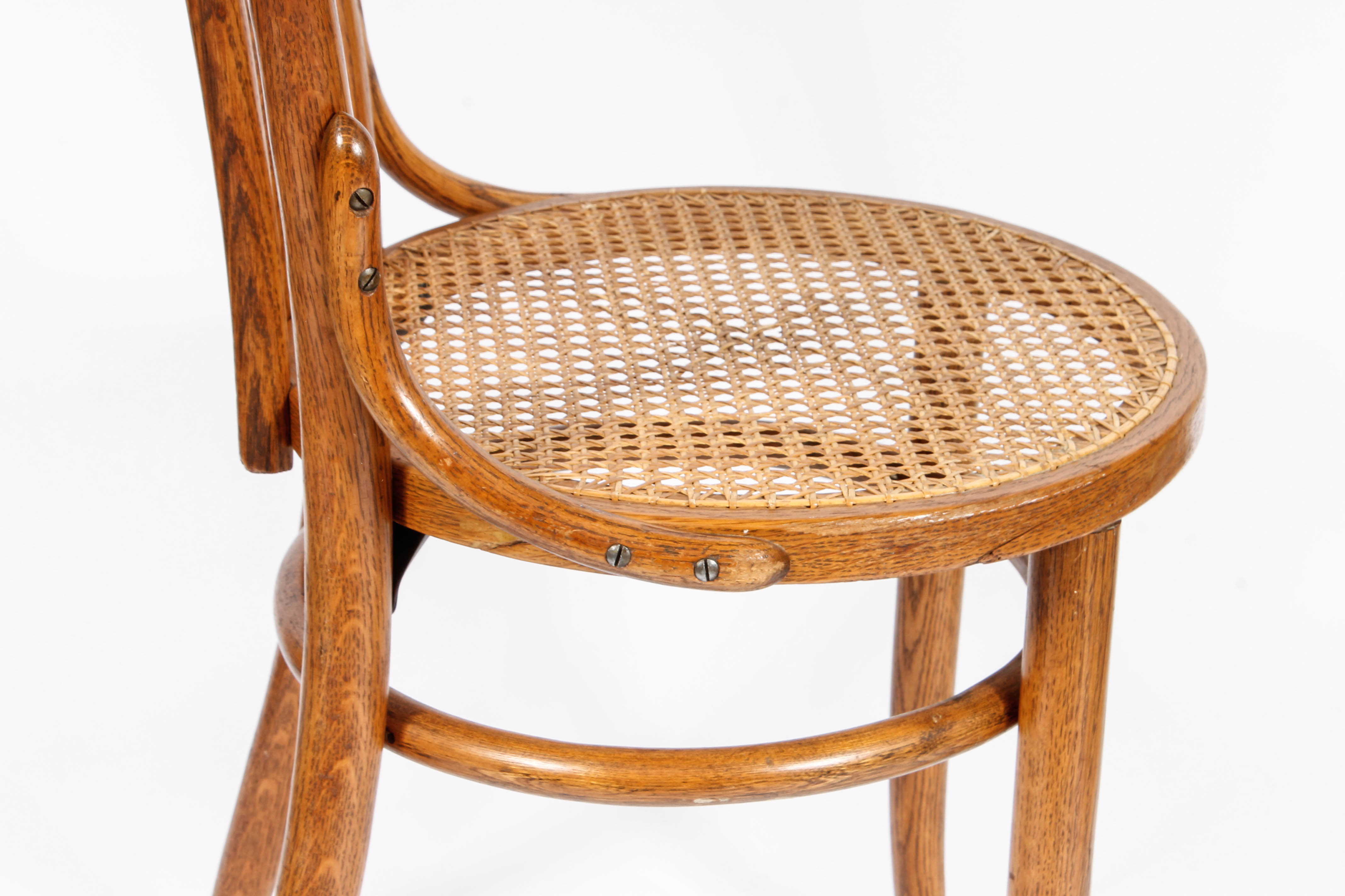 Pair of Caned Bentwood Chairs and Caned Side Table