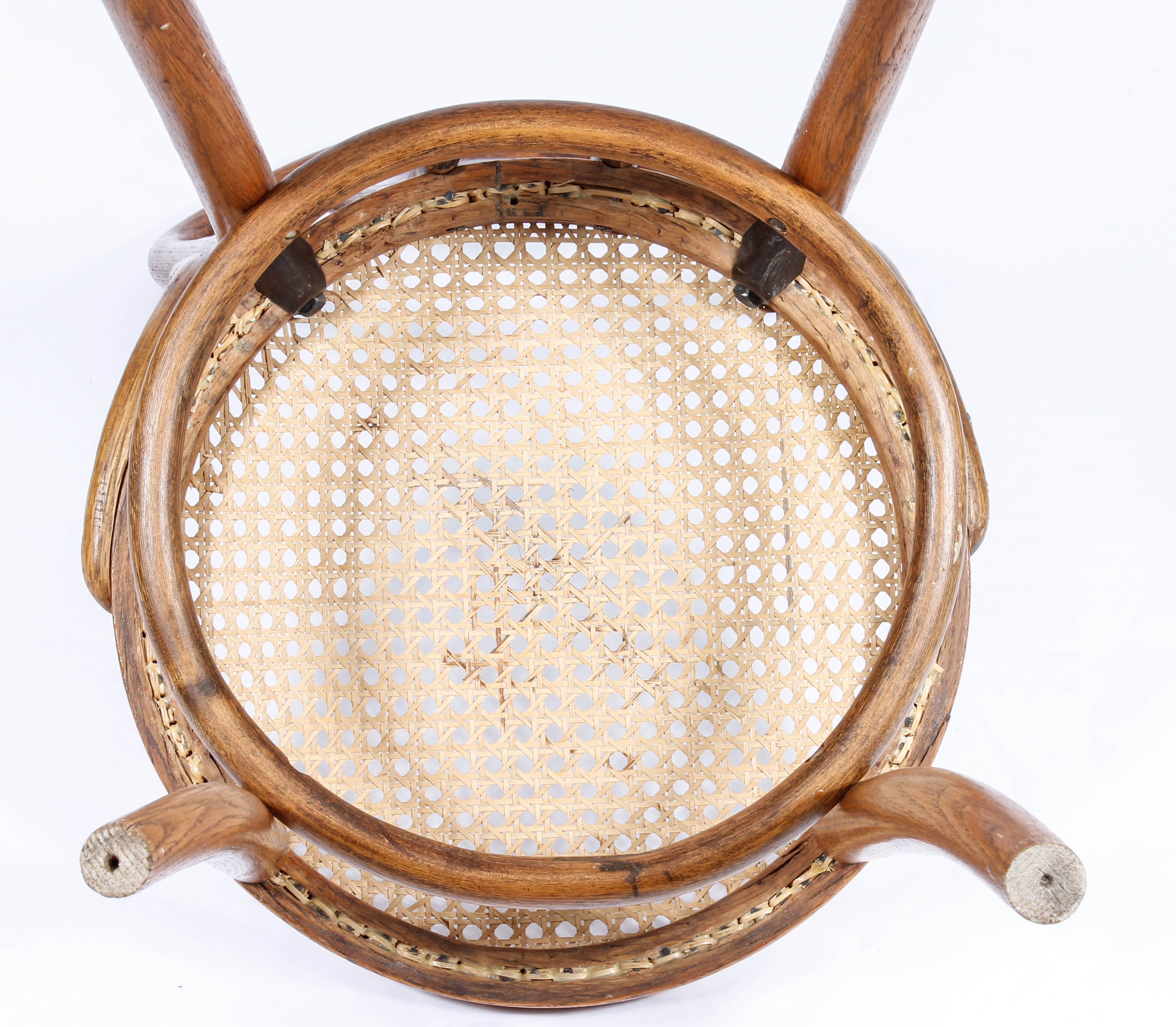 Pair of Caned Bentwood Chairs and Caned Side Table