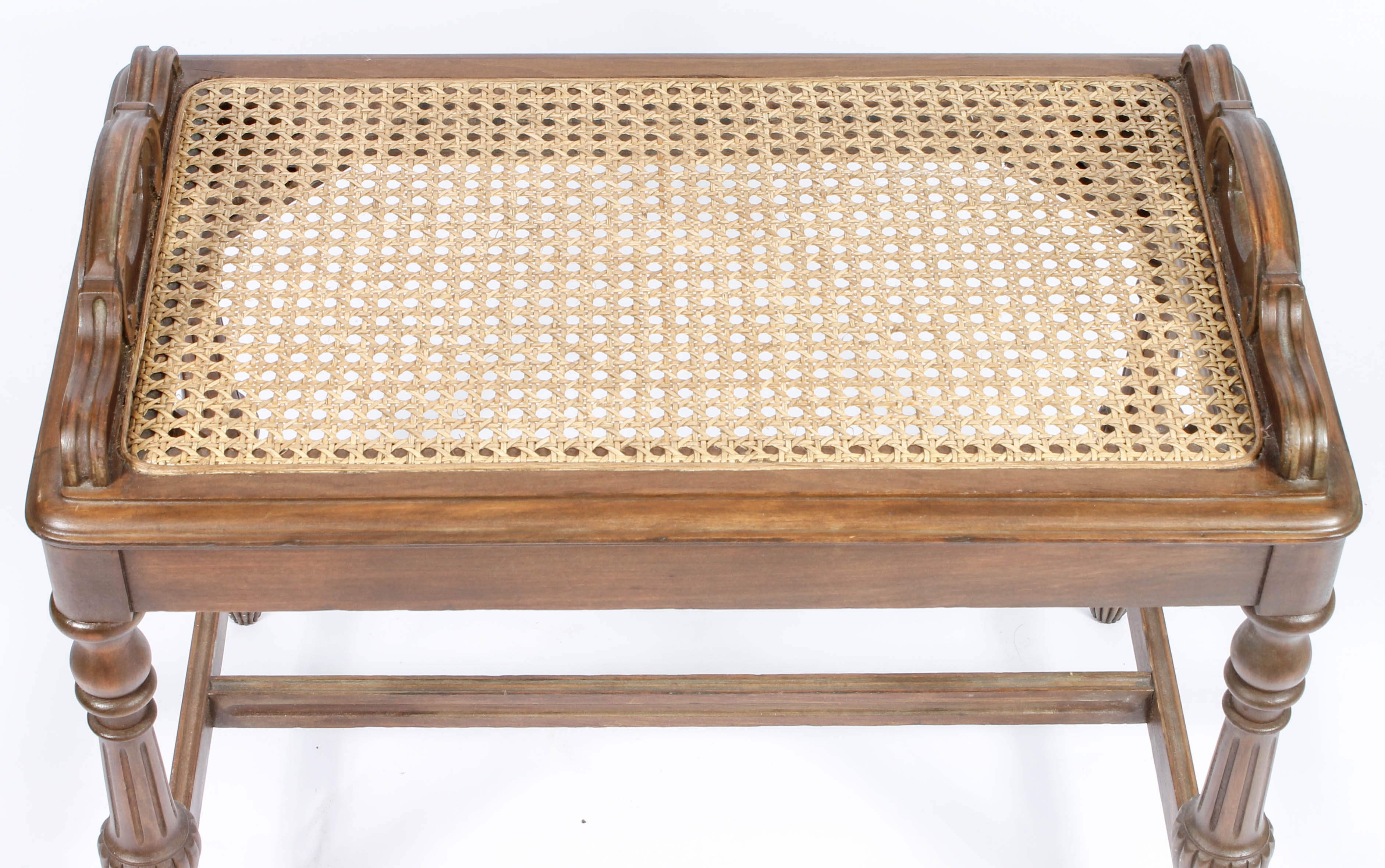 Pair of Caned Bentwood Chairs and Caned Side Table