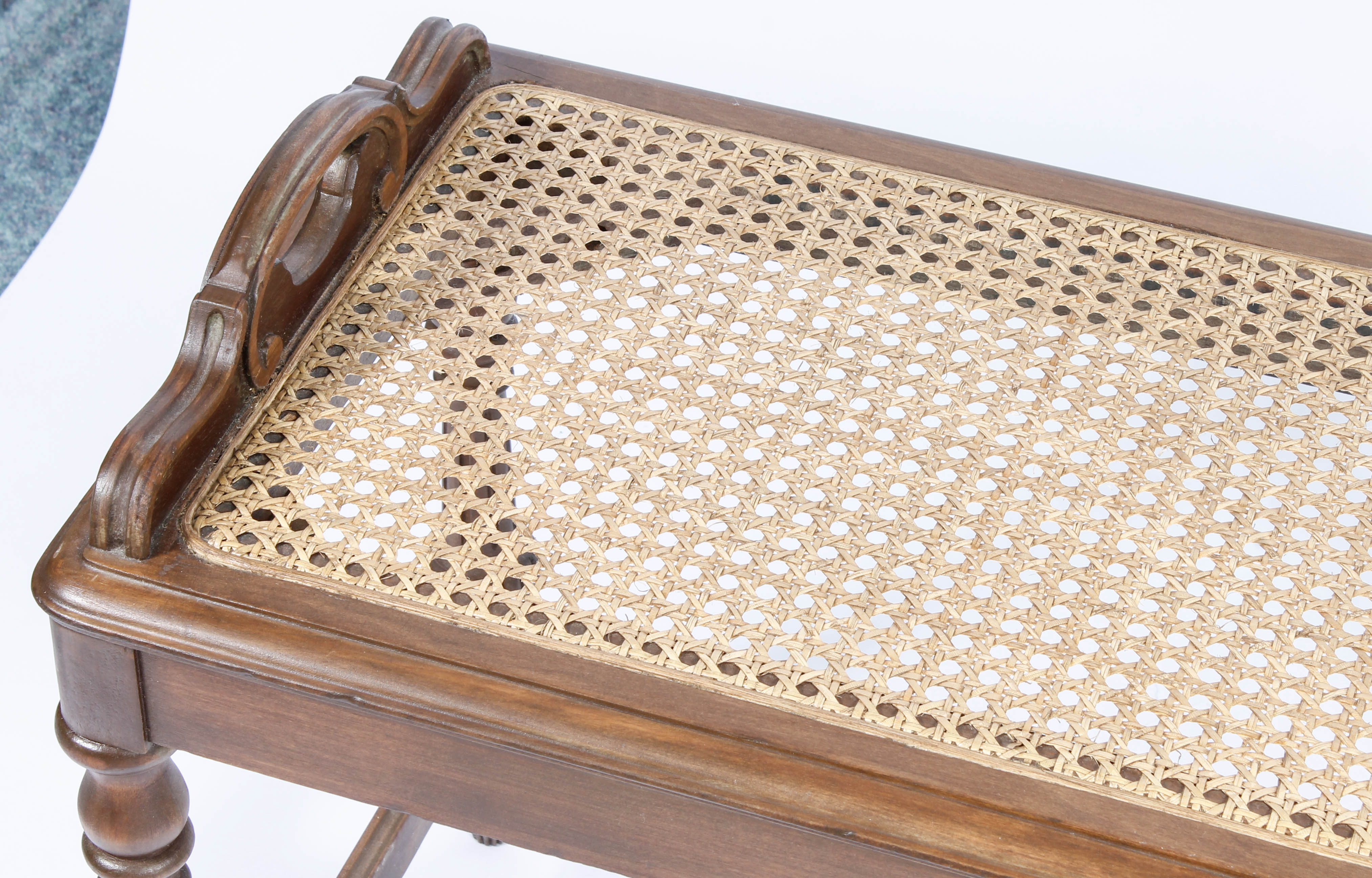 Pair of Caned Bentwood Chairs and Caned Side Table