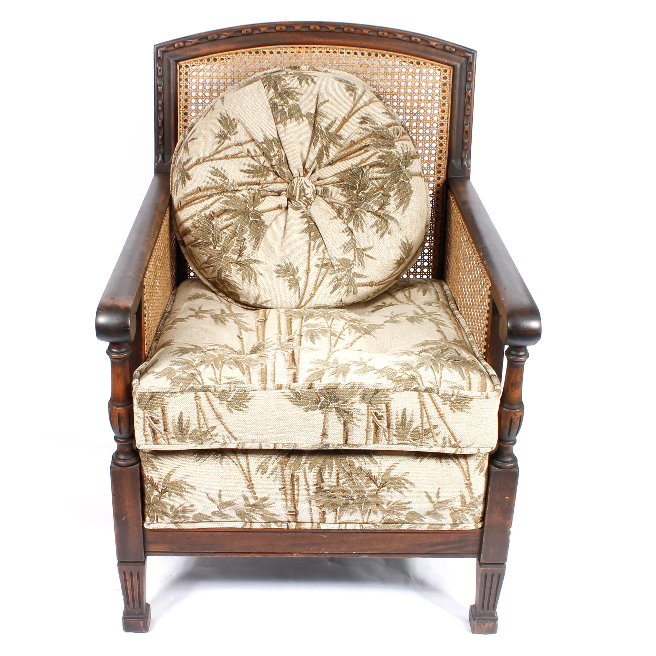 Vintage Plantation-Style Caned Armchair
