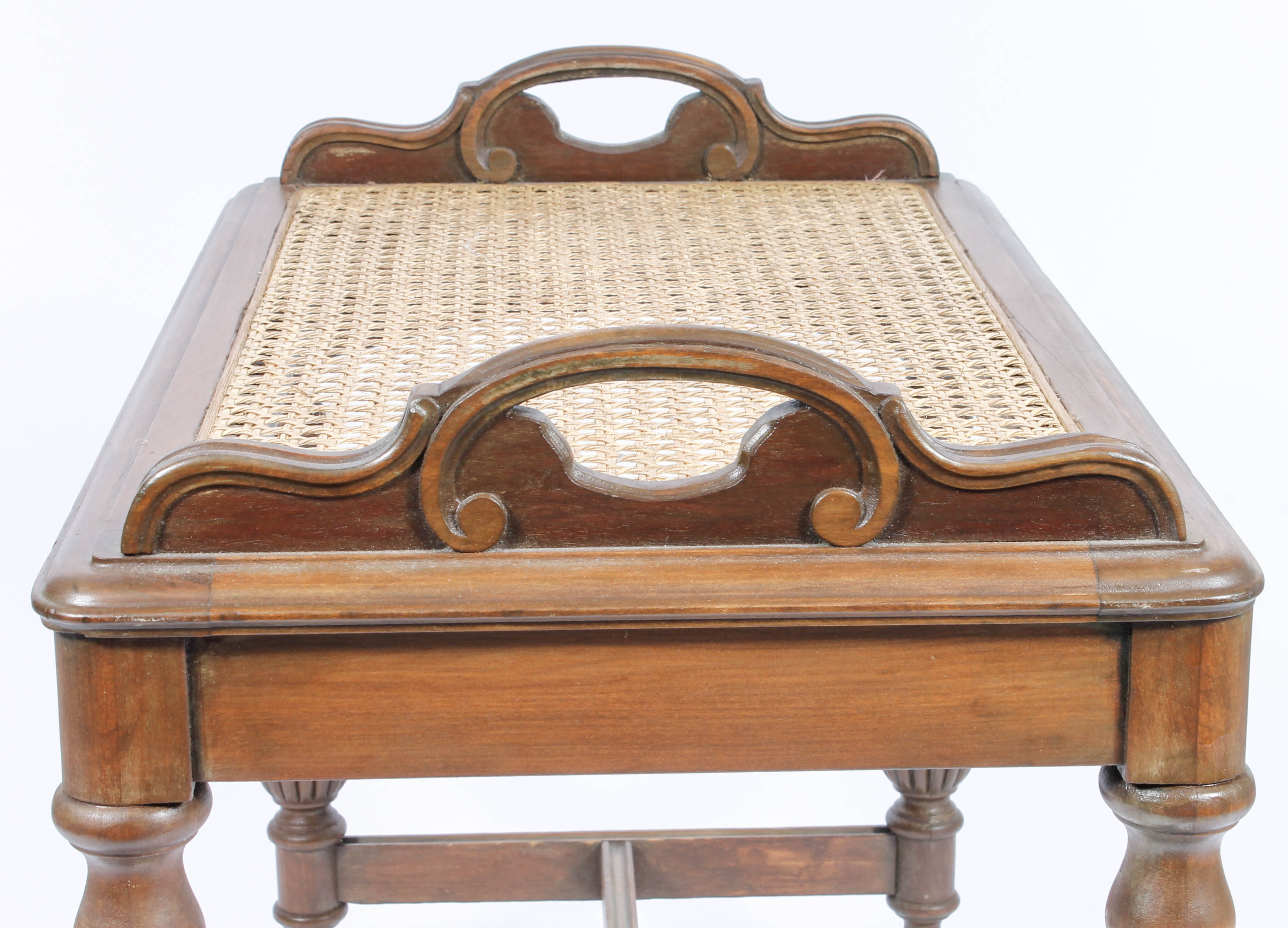 Pair of Caned Bentwood Chairs and Caned Side Table